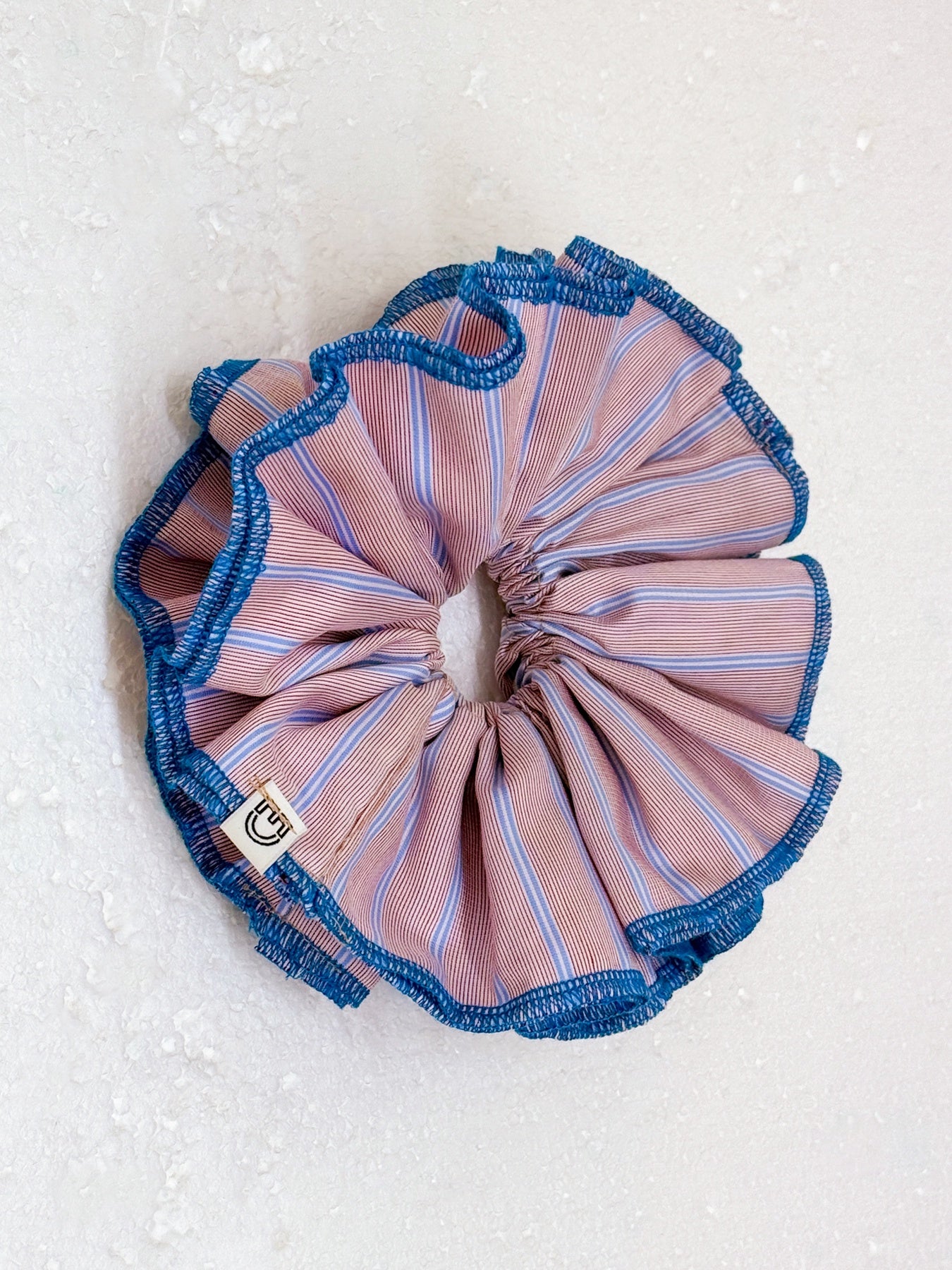 Red Blue Stripe Hair Scrunchie