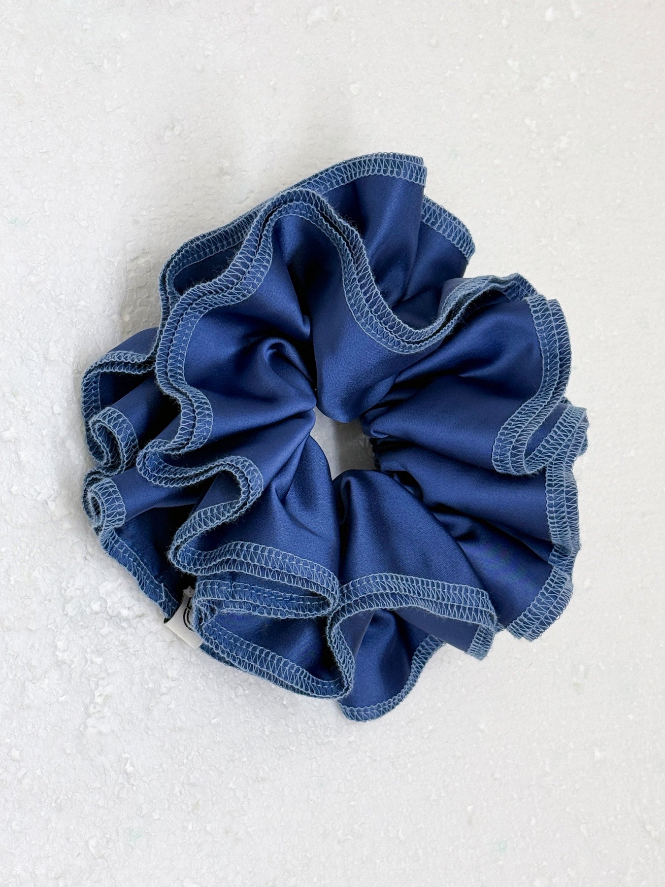 Blue White Satin Hair Scrunchie