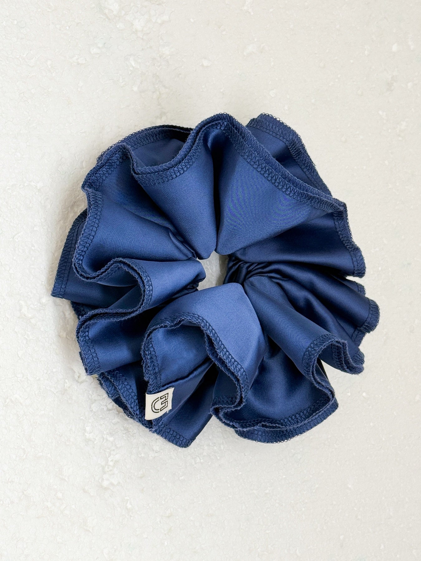 Blue Satin Hair Scrunchie