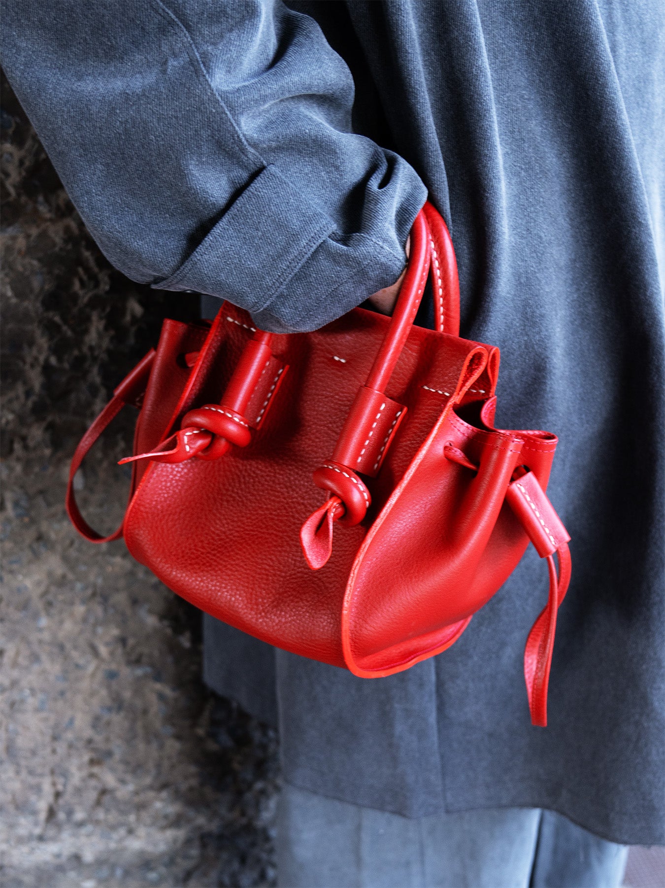 Red leather bag small
