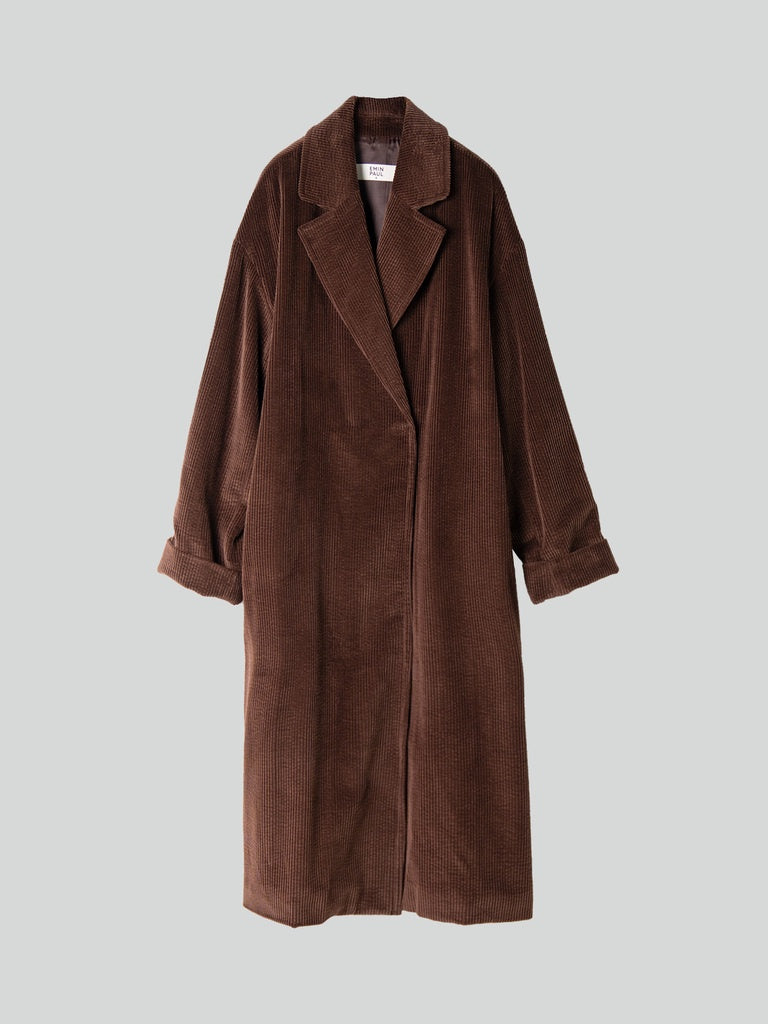 Brown Corduroy Belted Coat