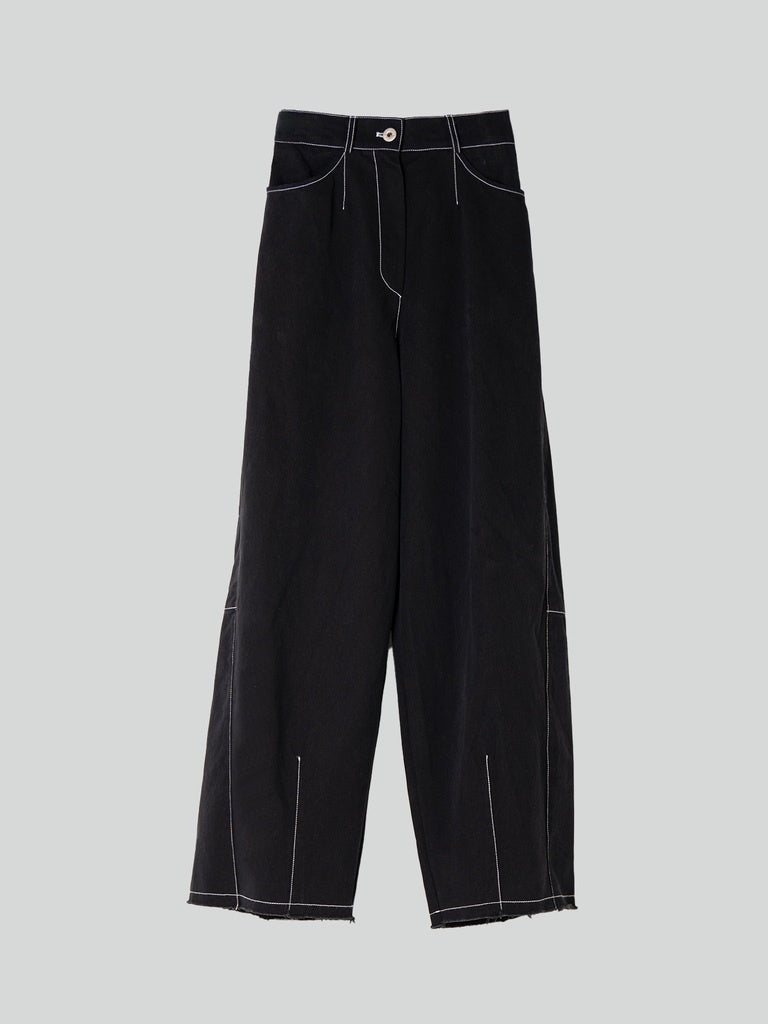 Black Barrel Leg Trousers