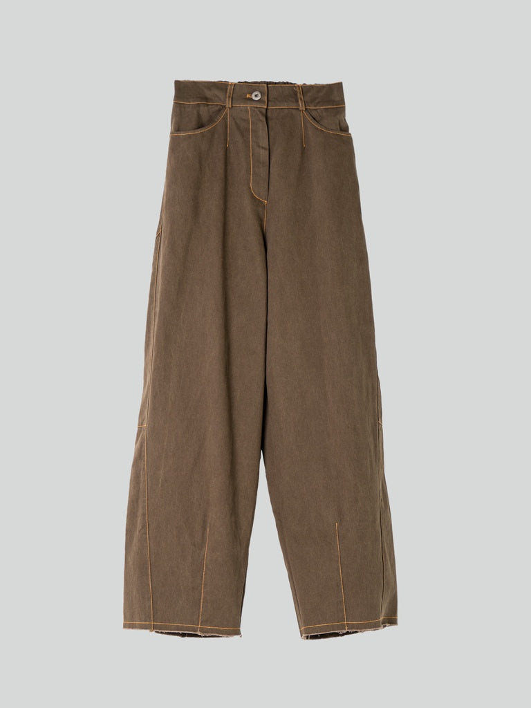 Brown Barrel Leg Trousers