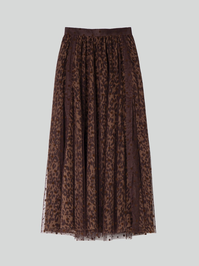 Brown Leopard Mesh Skirt