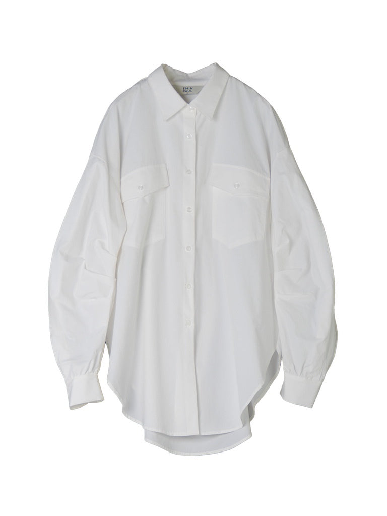 White Back Gathered Shirt