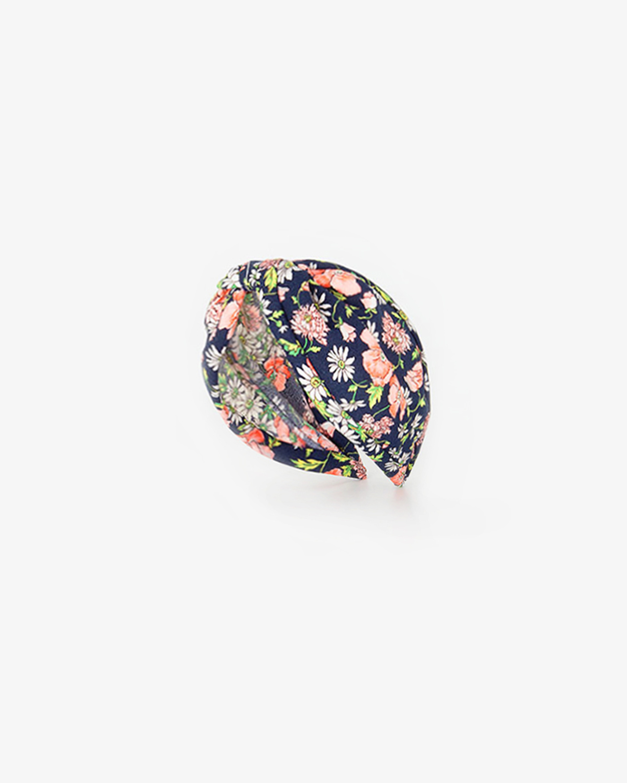 A dark floral headband.
