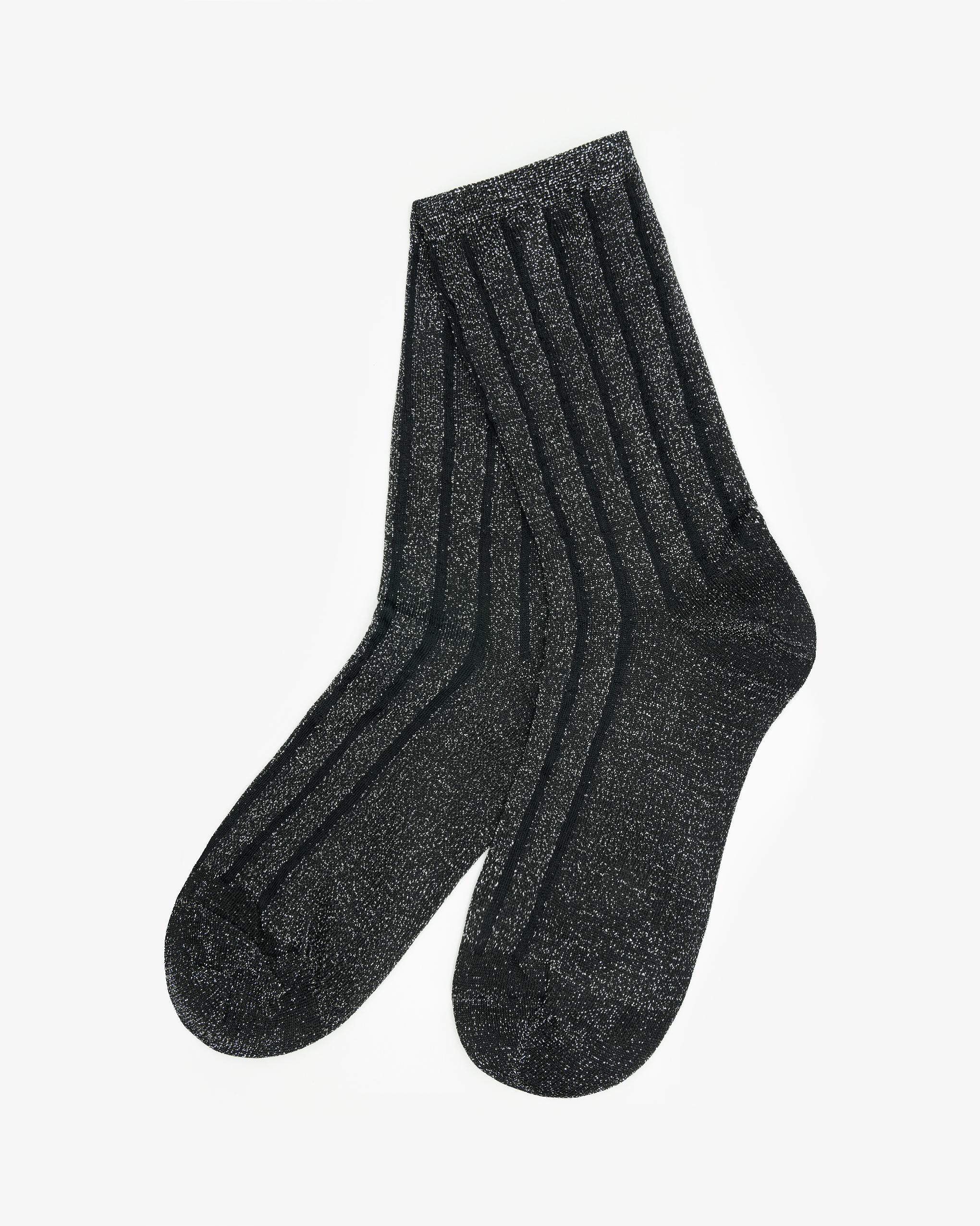 EMIN + PAUL black glitter stripe socks.