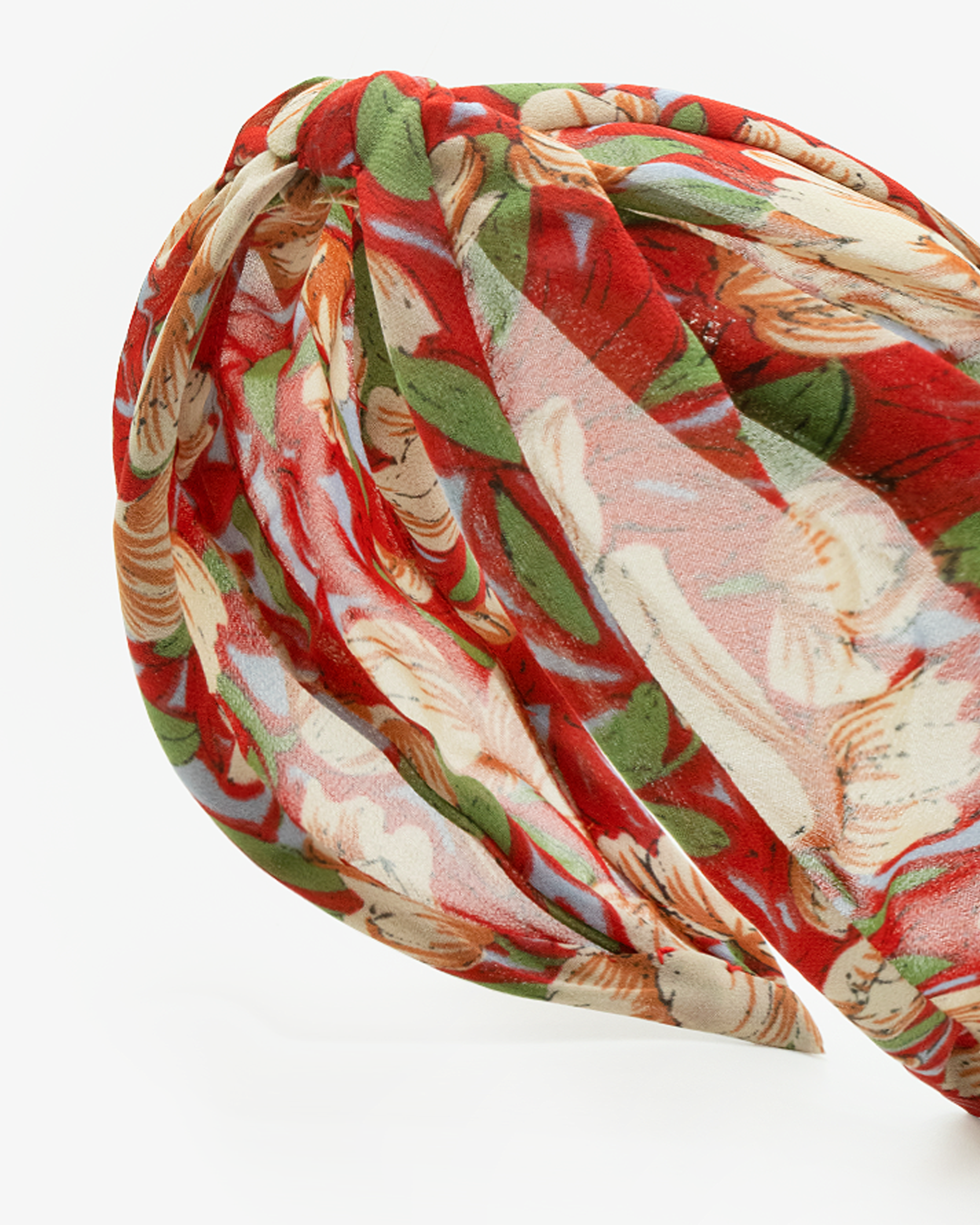 EMIN + PAUL crimson floral headband.