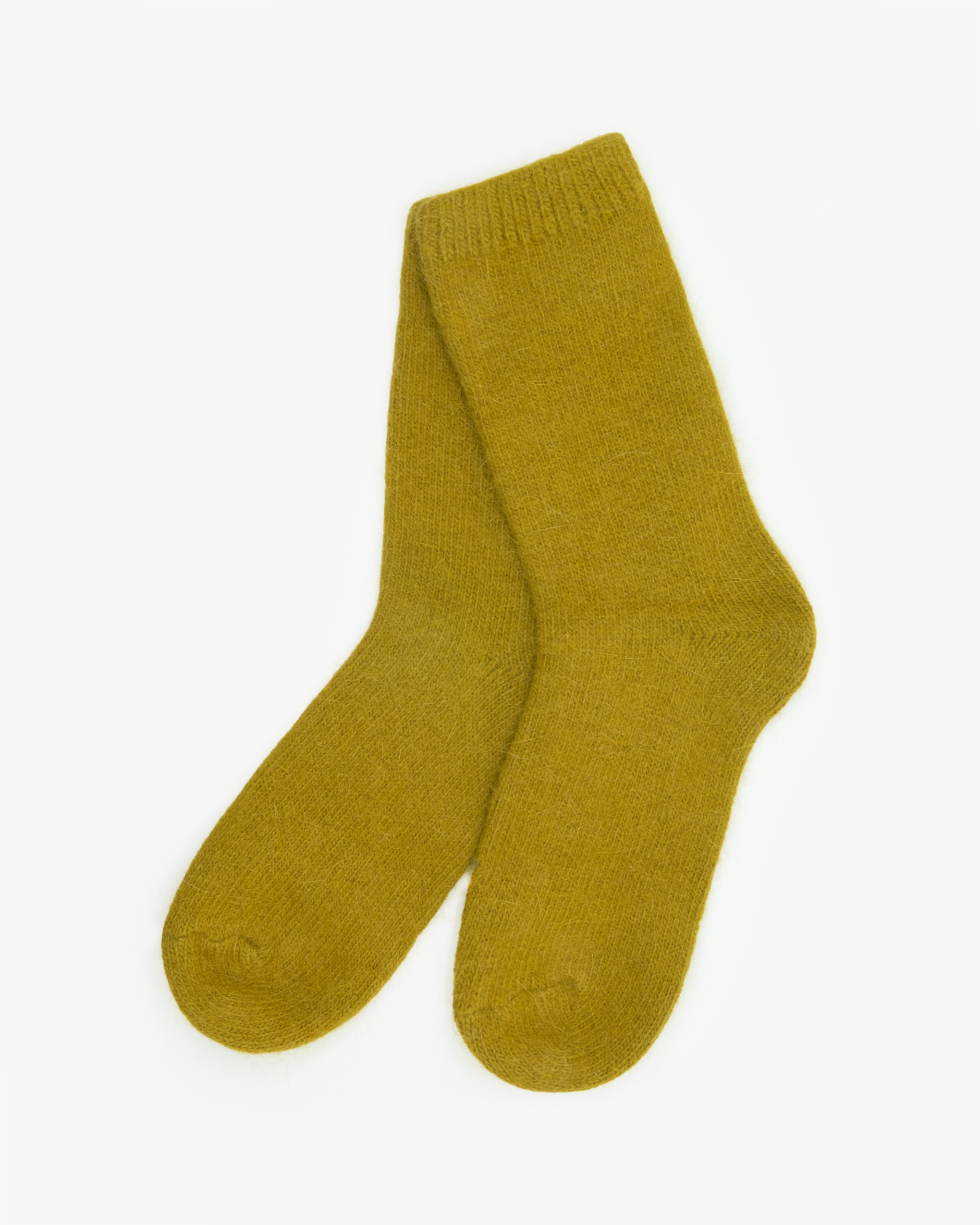 EMIN + PAUL ochre angora socks.