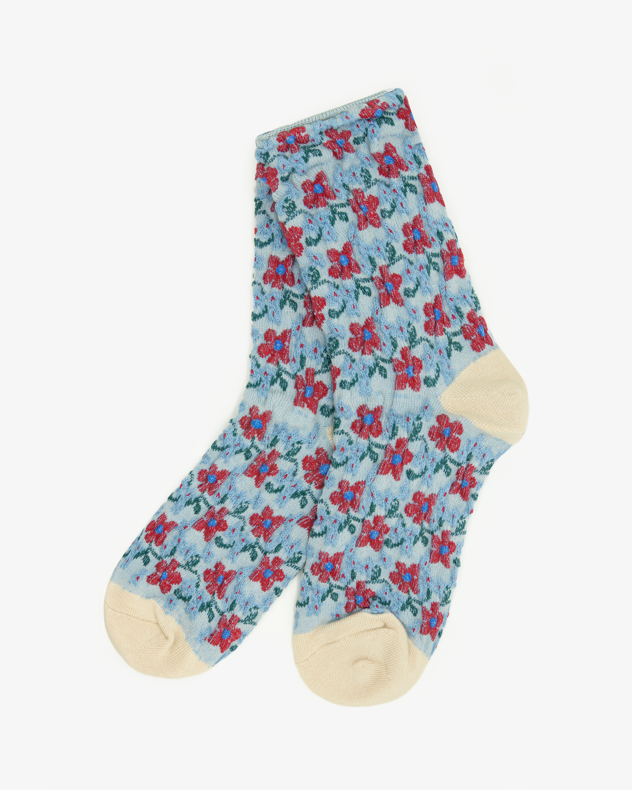 EMIN + PAUL sky textured floral socks.