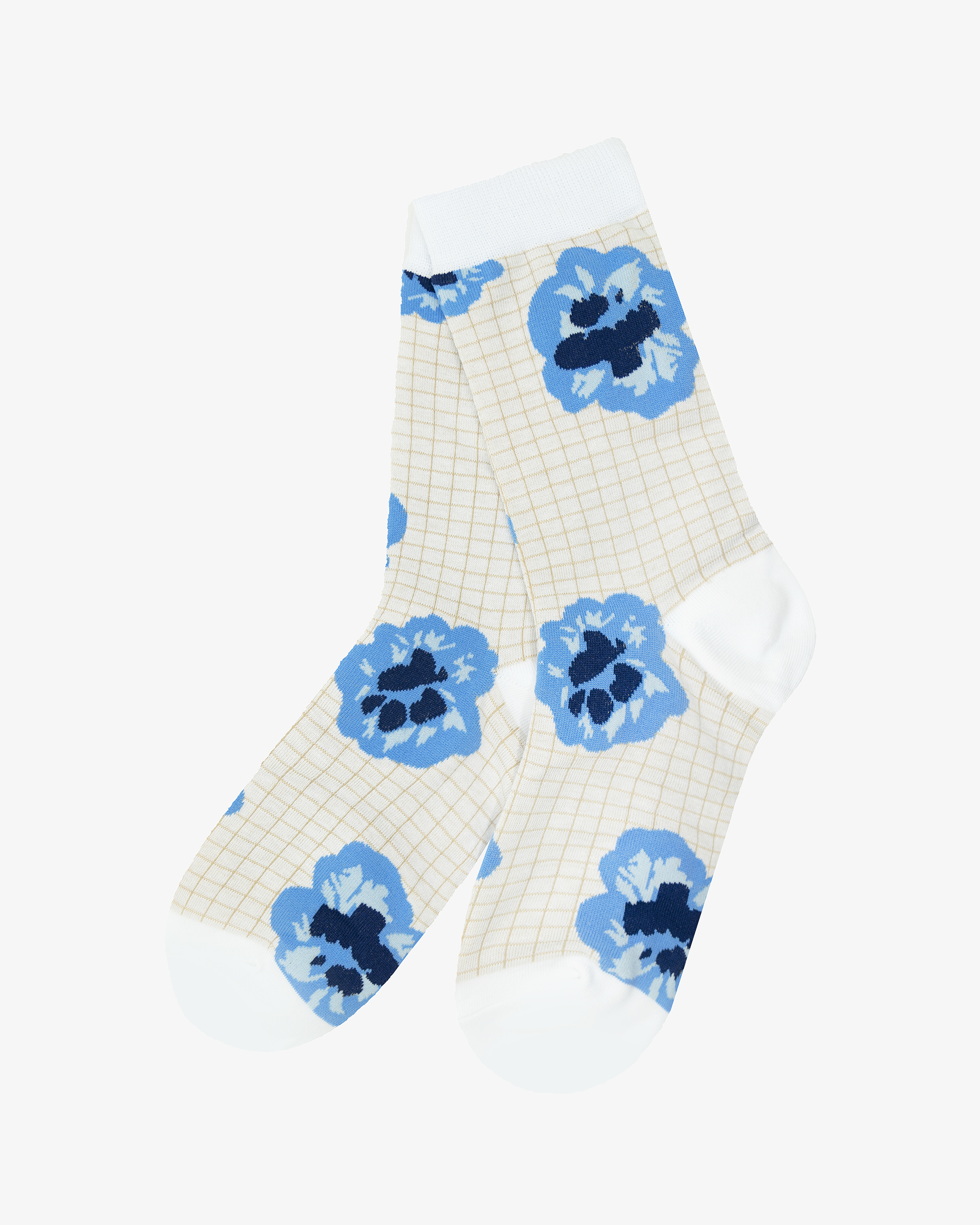 EMIN + PAUL blue pansy socks.
