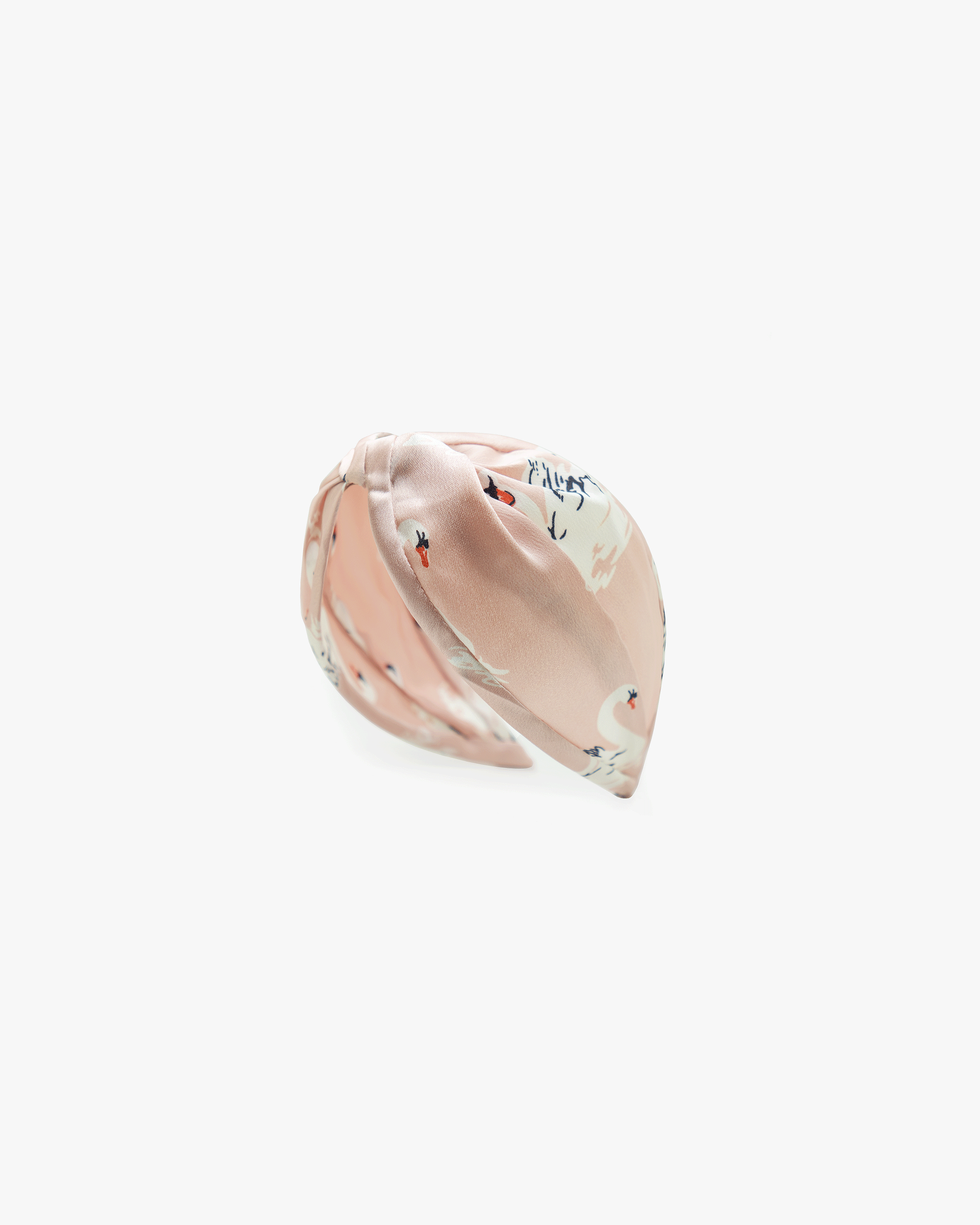 EMIN + PAUL pink swan satin headband.