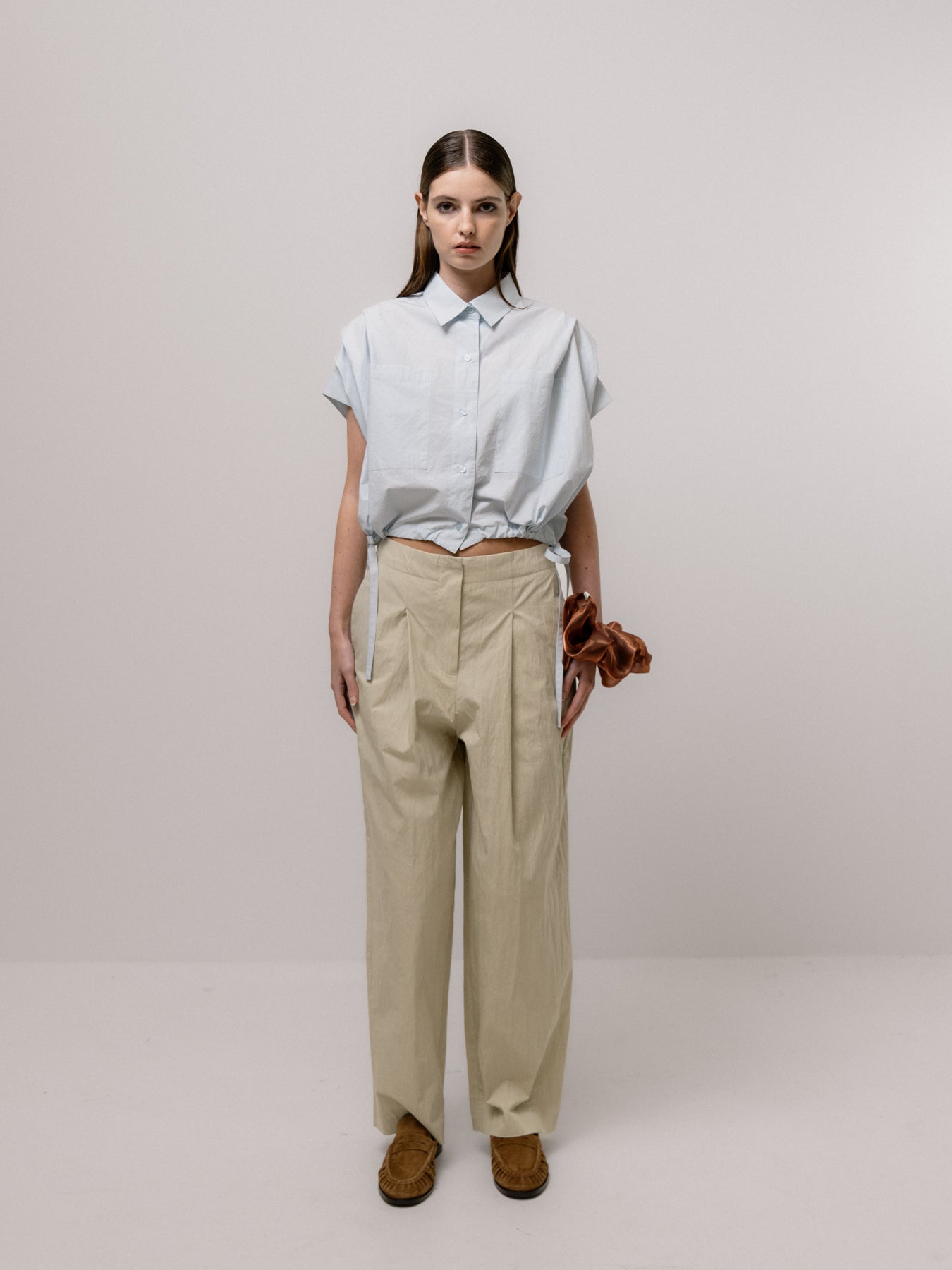 Stone Pleated Trousers image 0