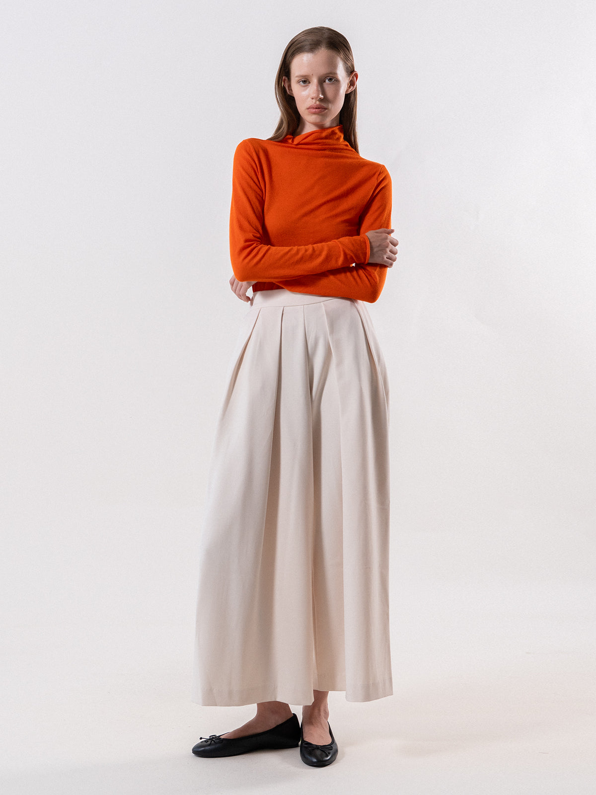 Cream Double Pleat Trousers