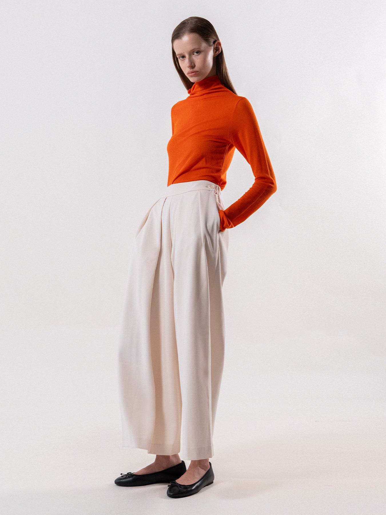 Cream Double Pleat Trousers