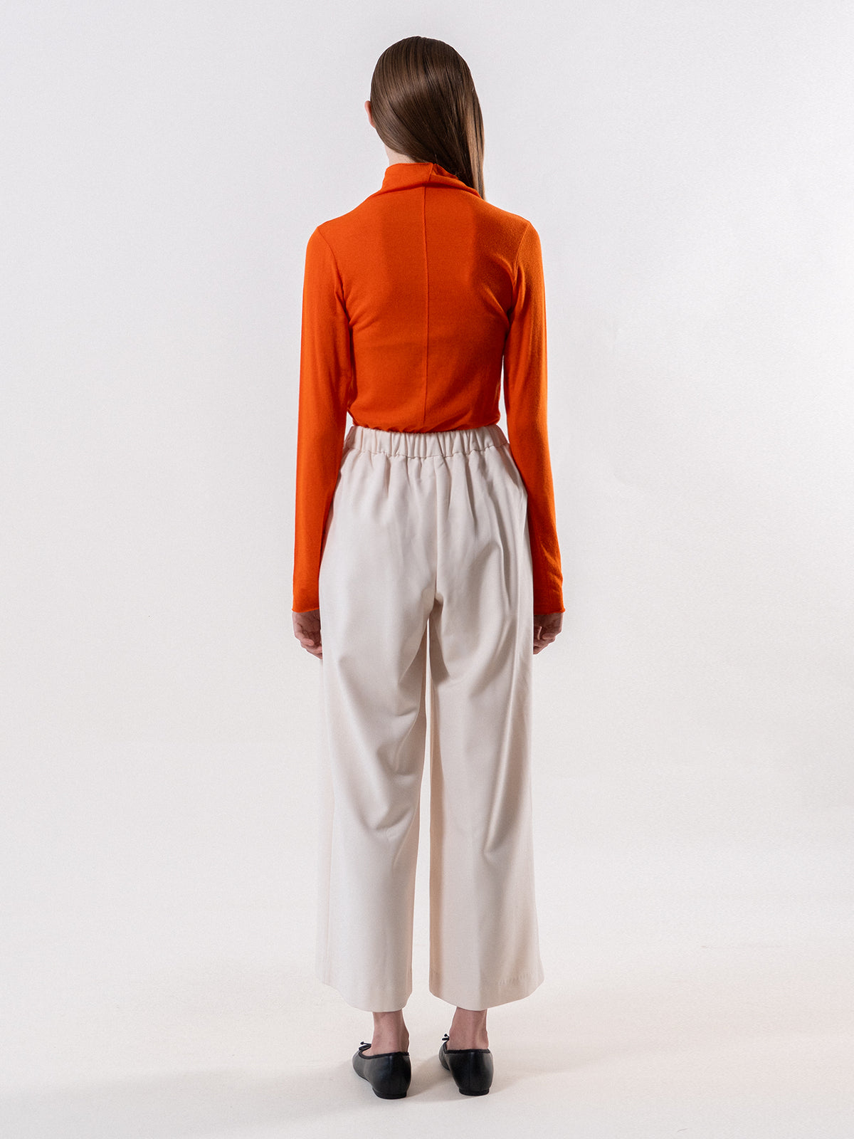 Orange Funnel Neck Long Sleeve Top