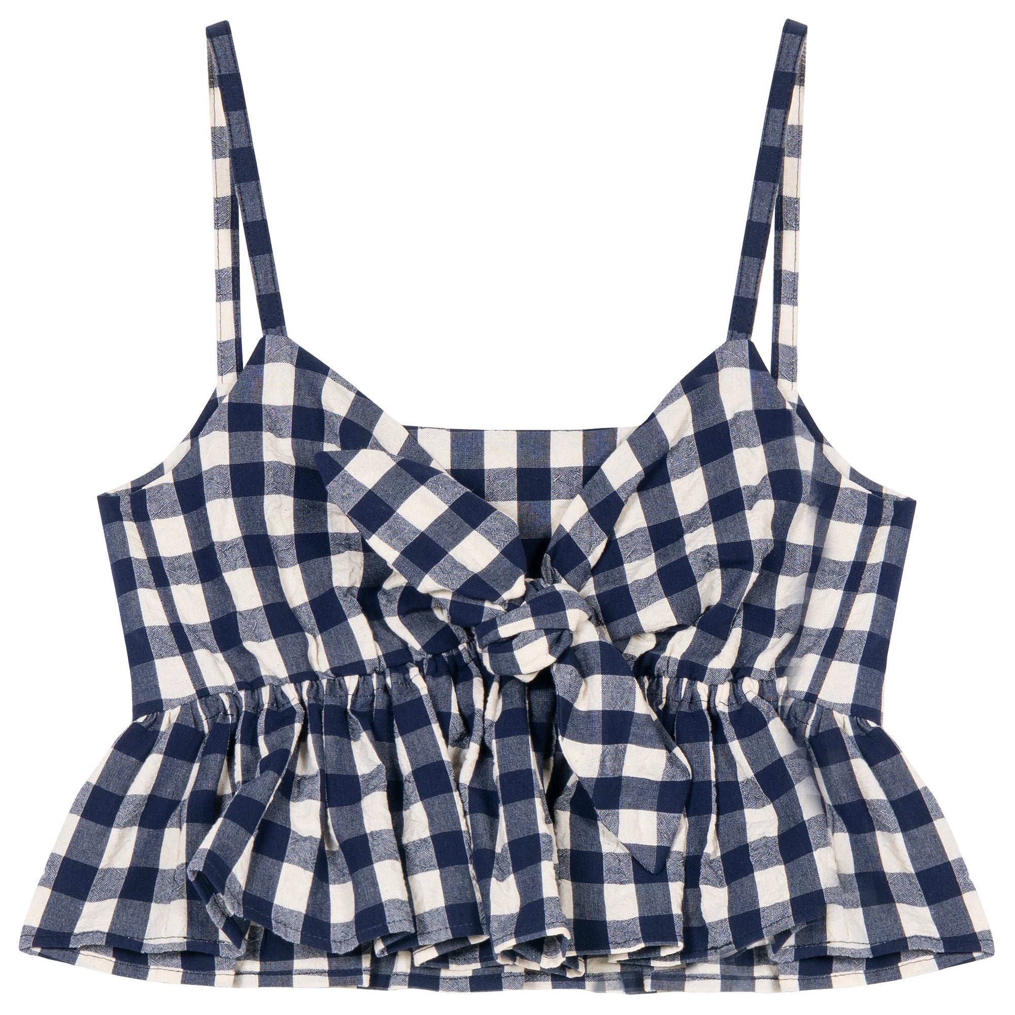 Navy Gingham Tie Front Cami