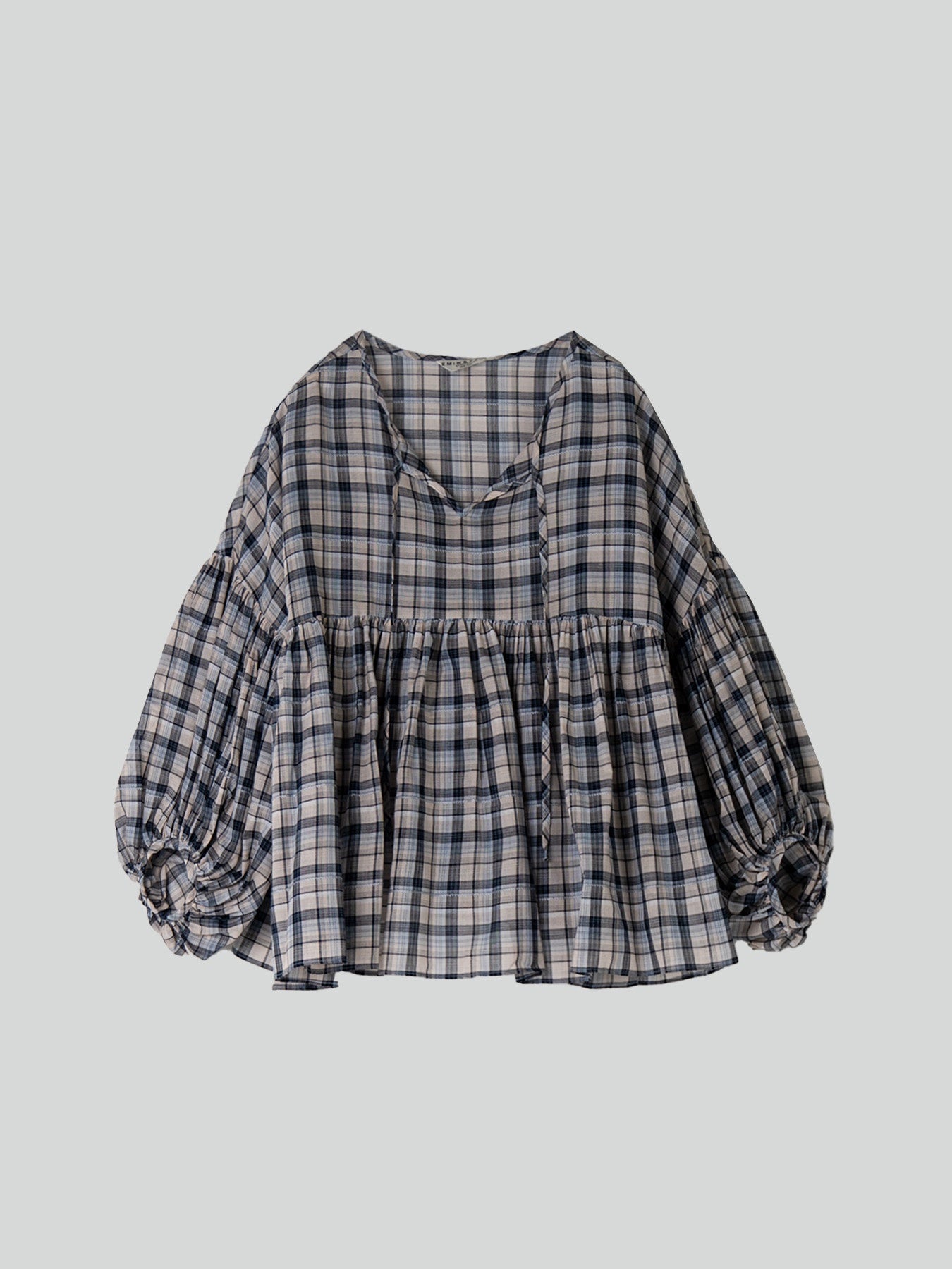 Blue Check Flow Blouse