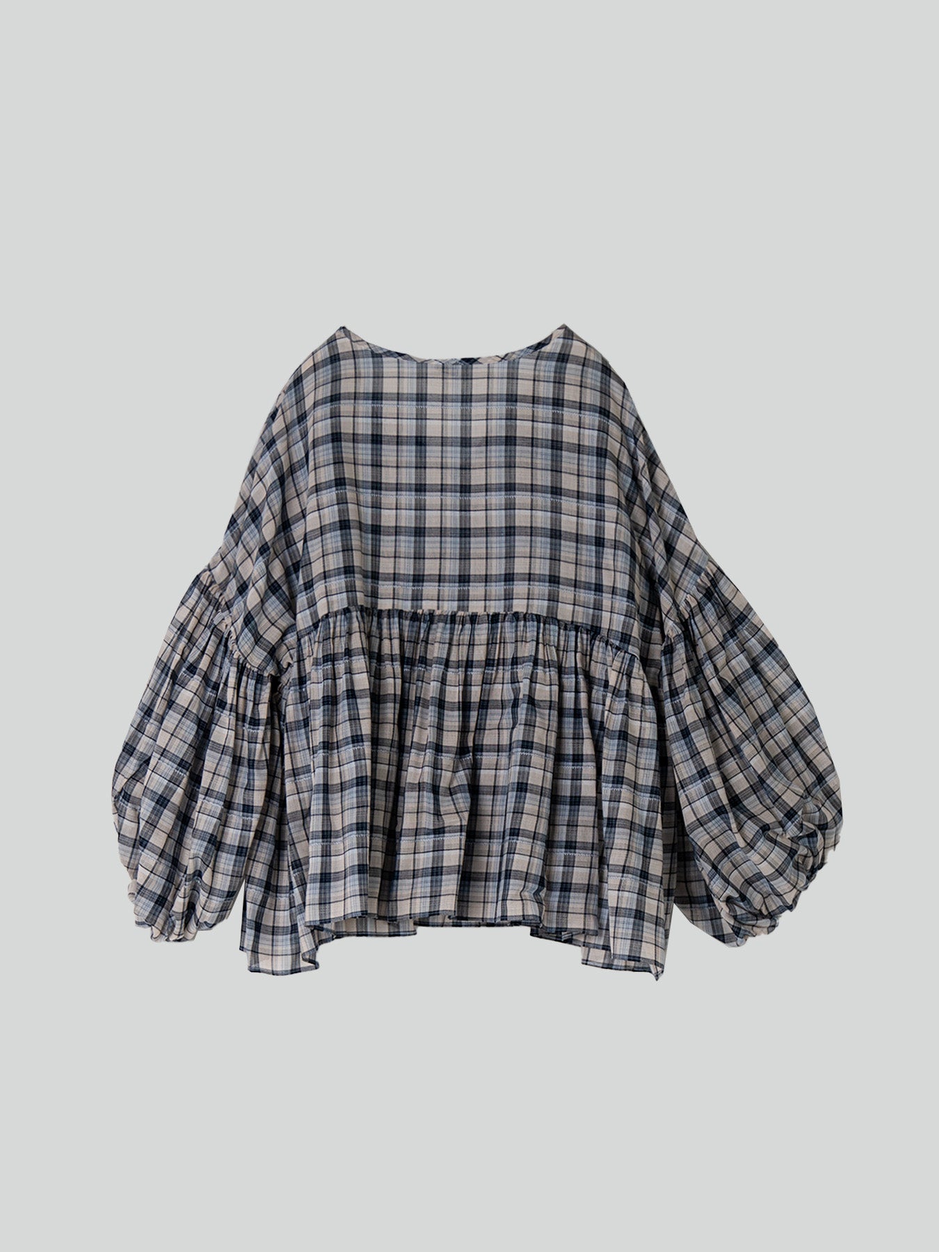 Blue Check Flow Blouse