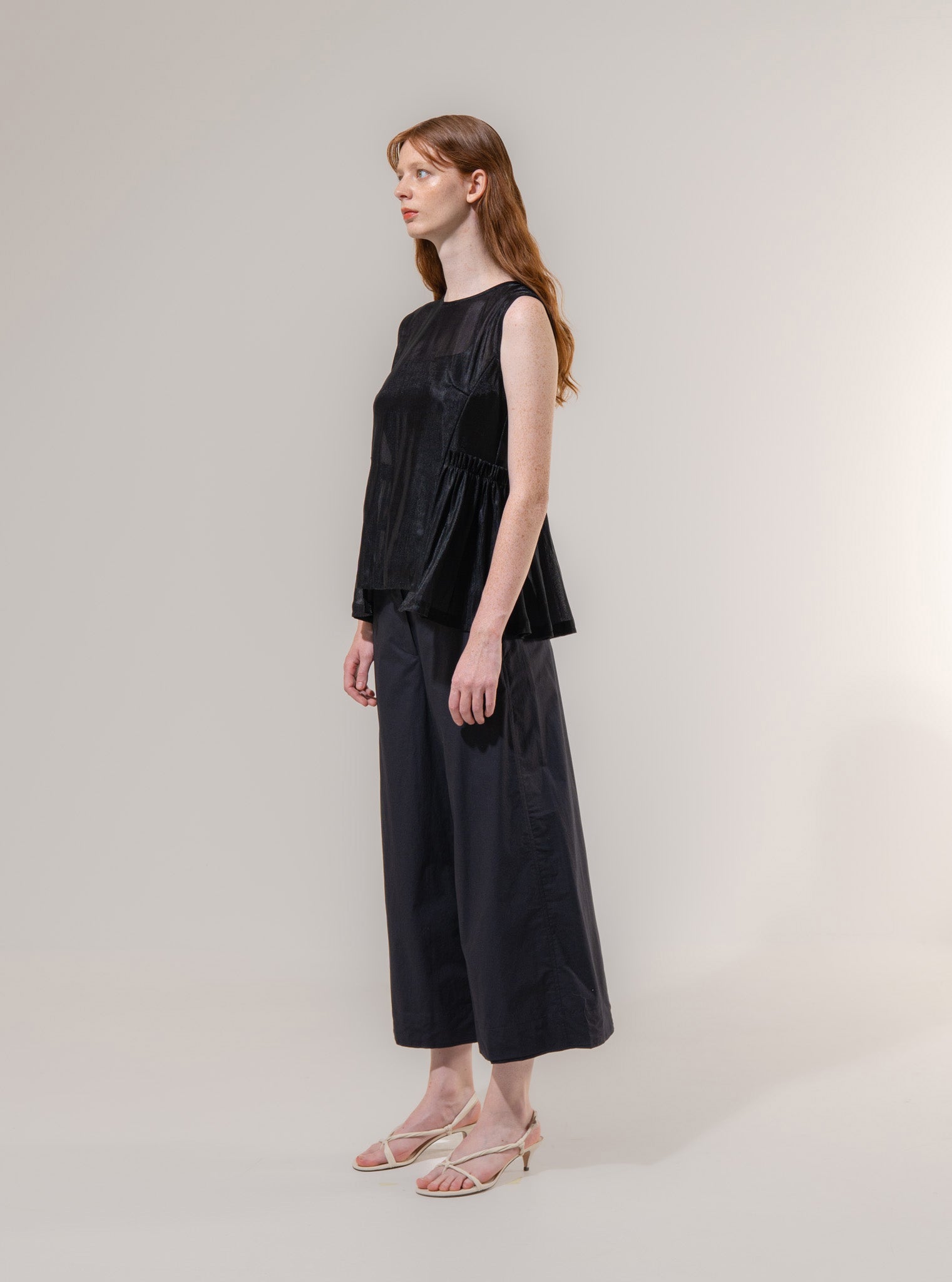 Black Sheer Flare Blouse