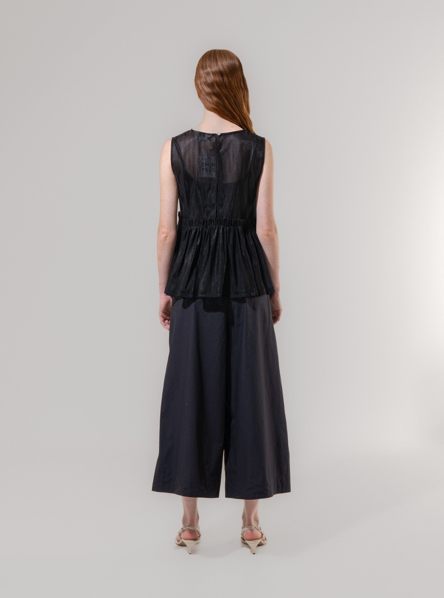 Black Sheer Flare Blouse