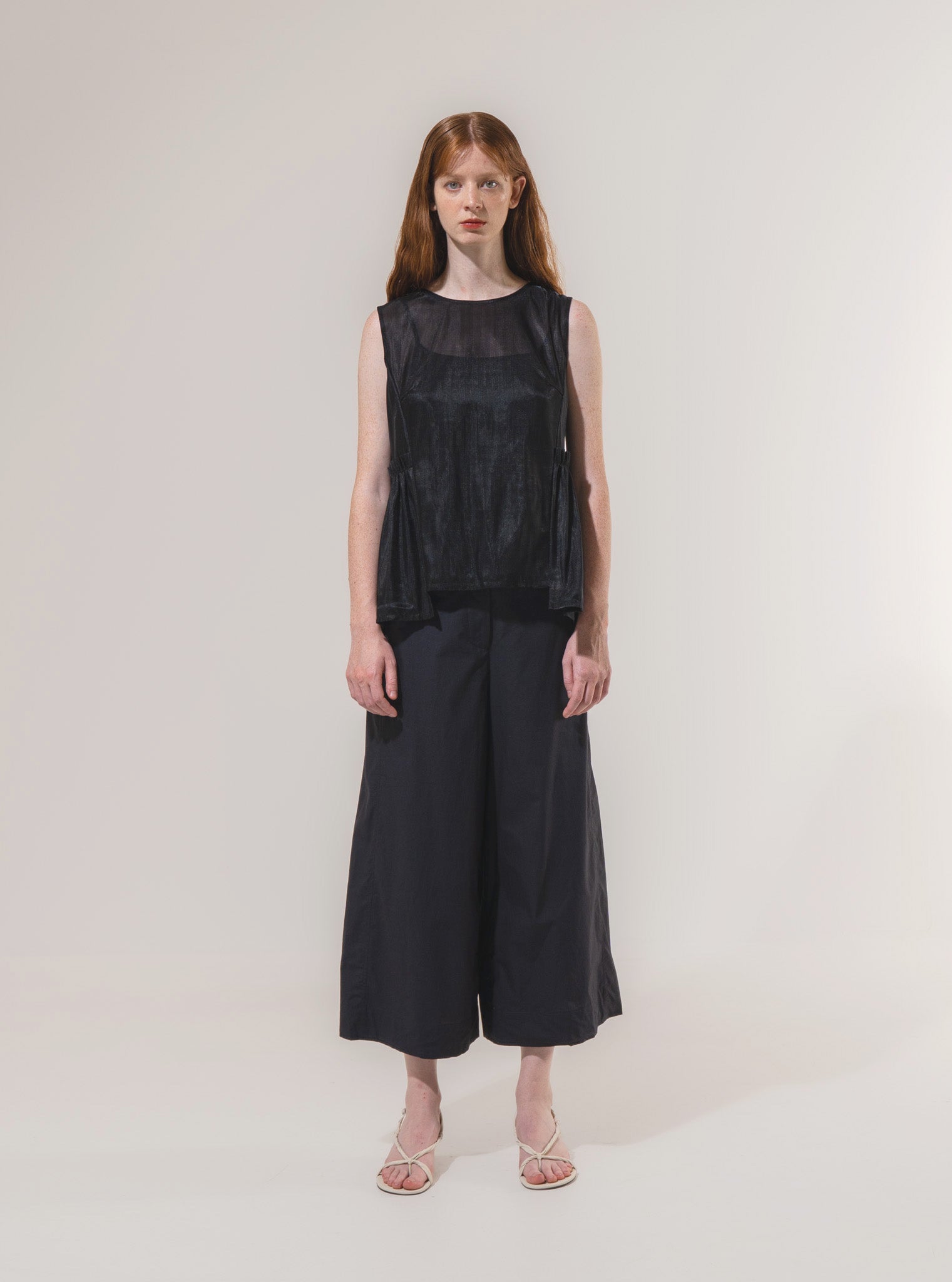 Black Sheer Flare Blouse