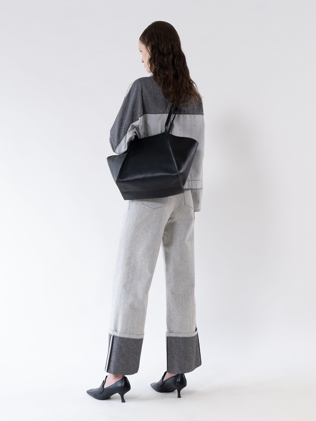 Black rhombus Leather Bag
