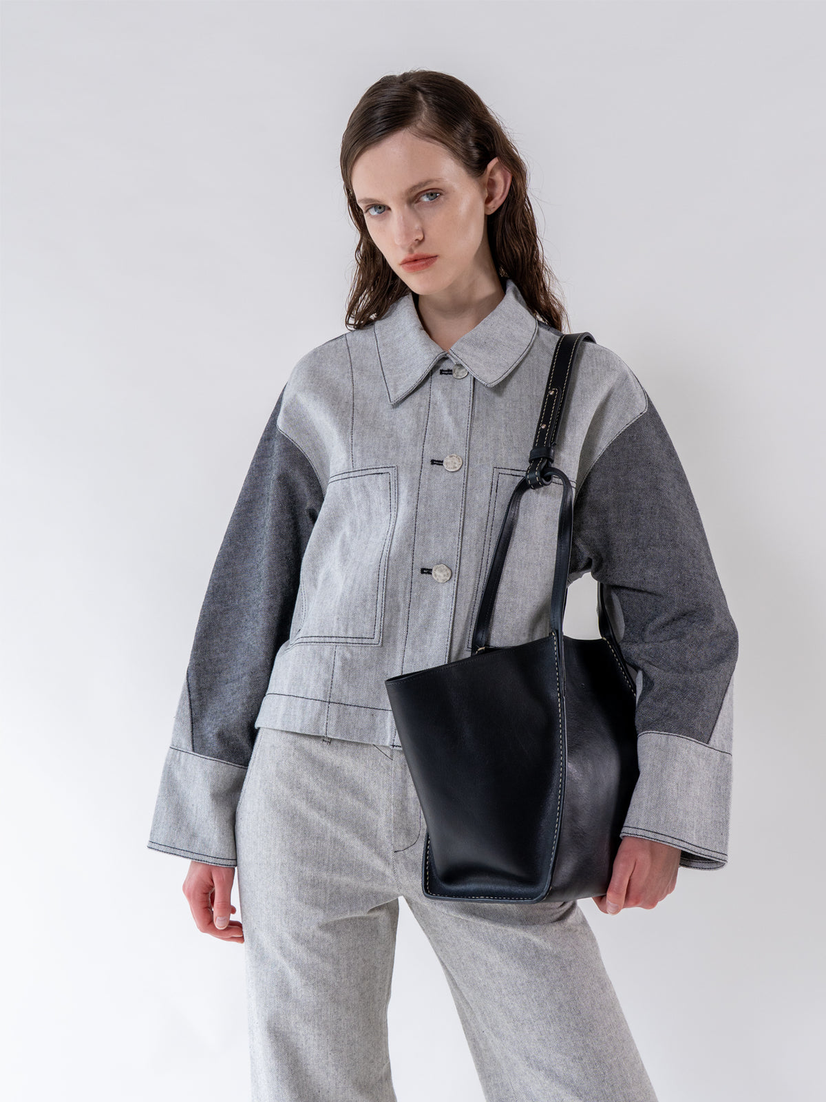 Black rhombus Leather Bag