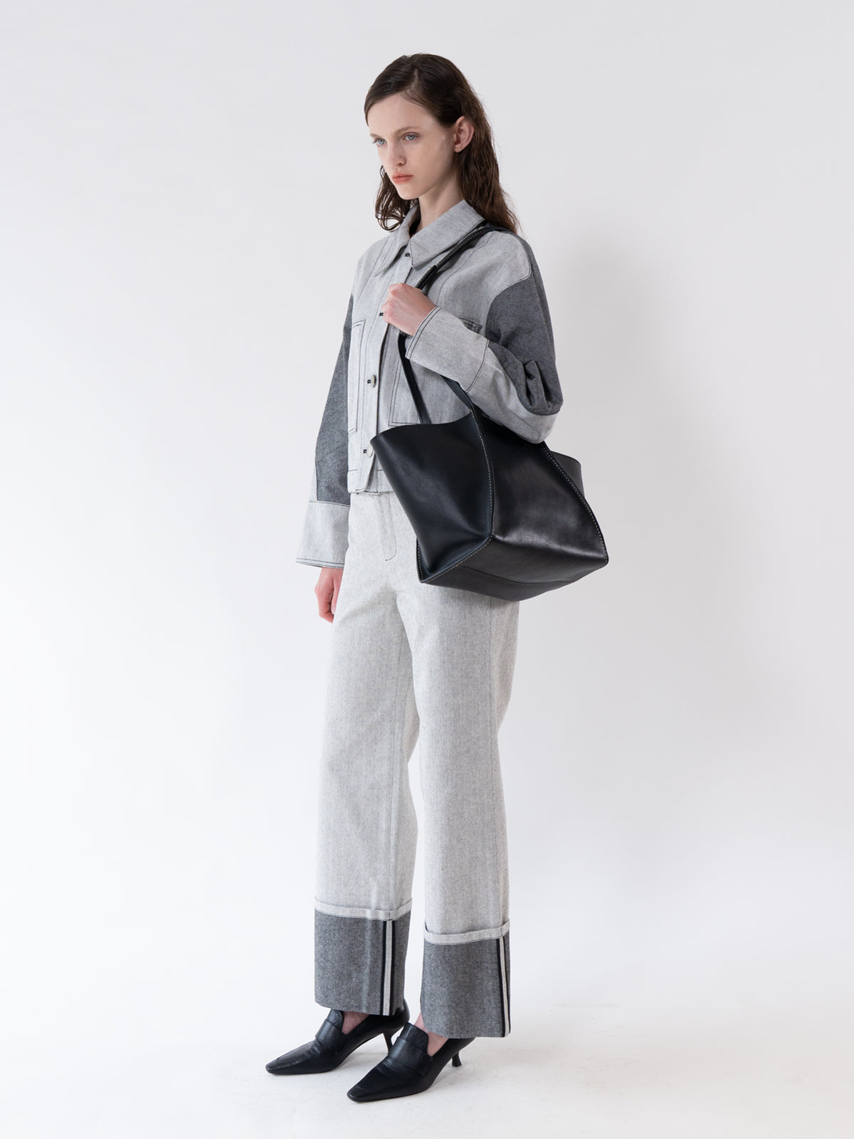 Black rhombus Leather Bag