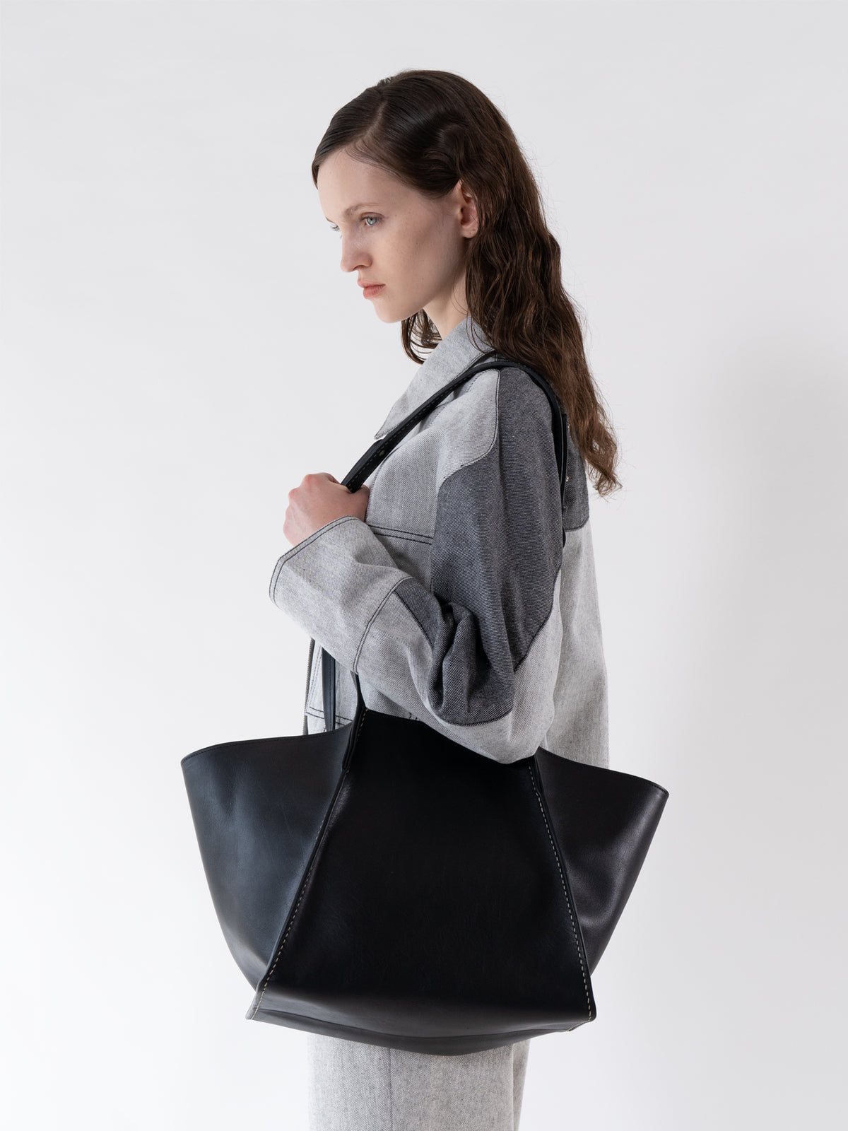 Black rhombus Leather Bag