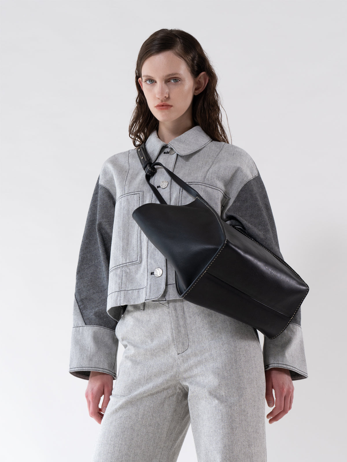 Black rhombus Leather Bag