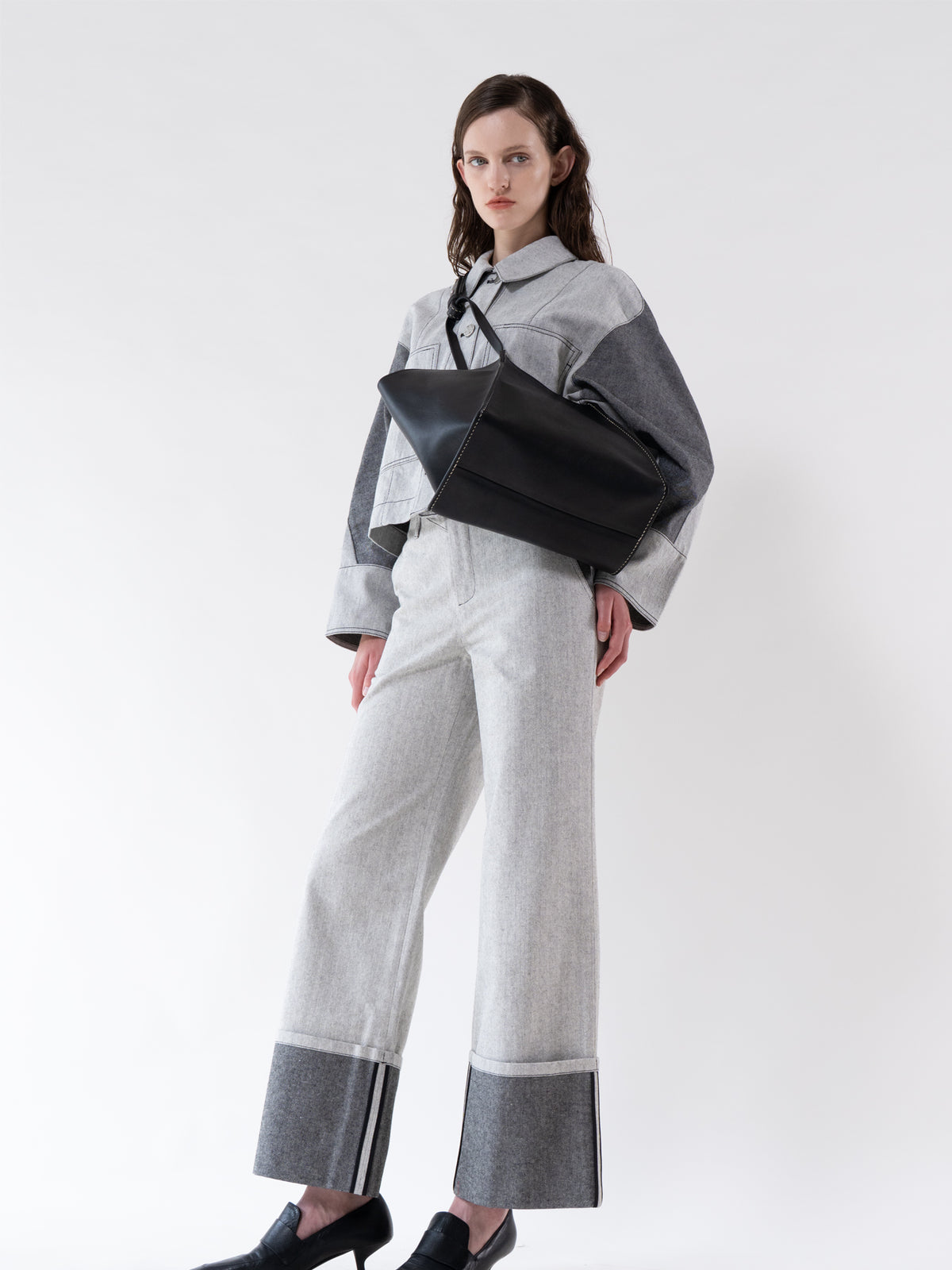 Black rhombus Leather Bag