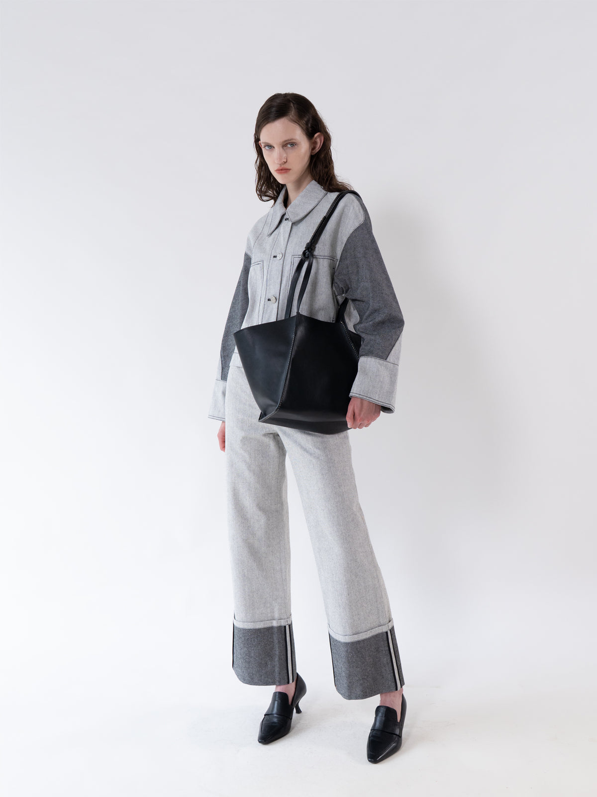 Black rhombus Leather Bag
