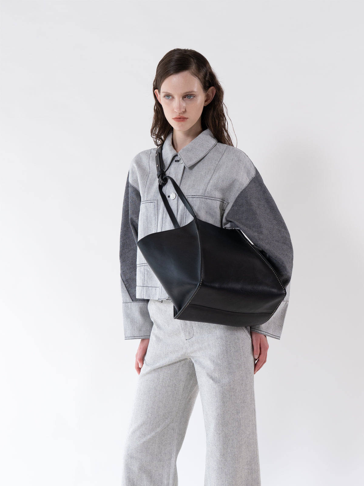 Black rhombus Leather Bag