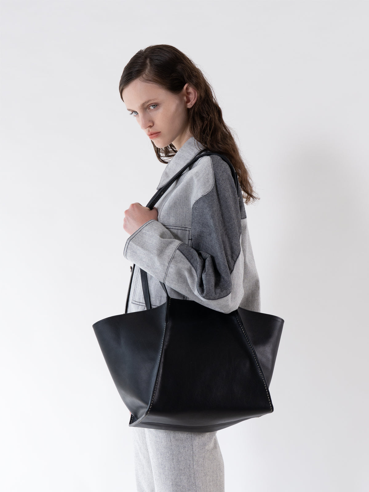 Black rhombus Leather Bag