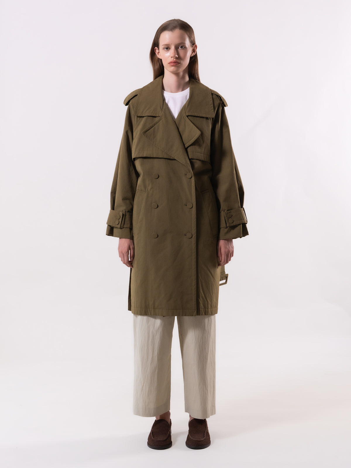 Khaki Padded Trench Coat
