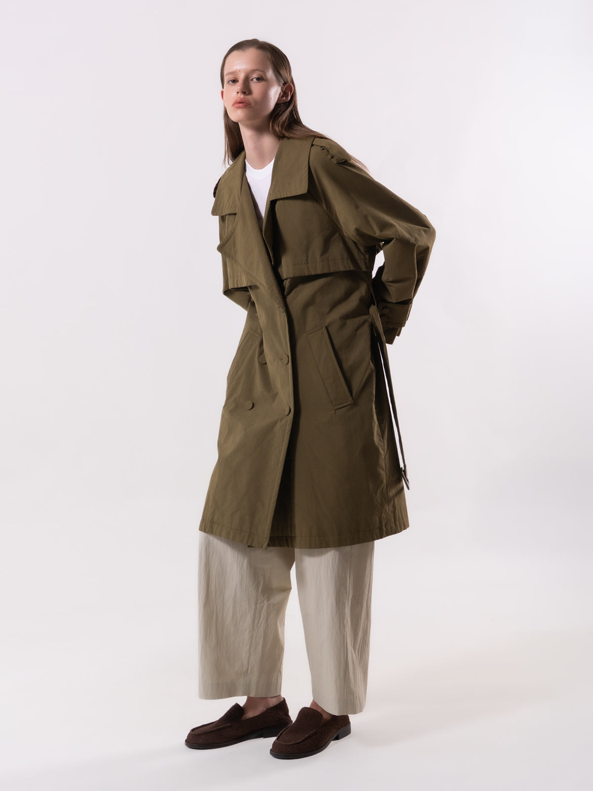Khaki Padded Trench Coat