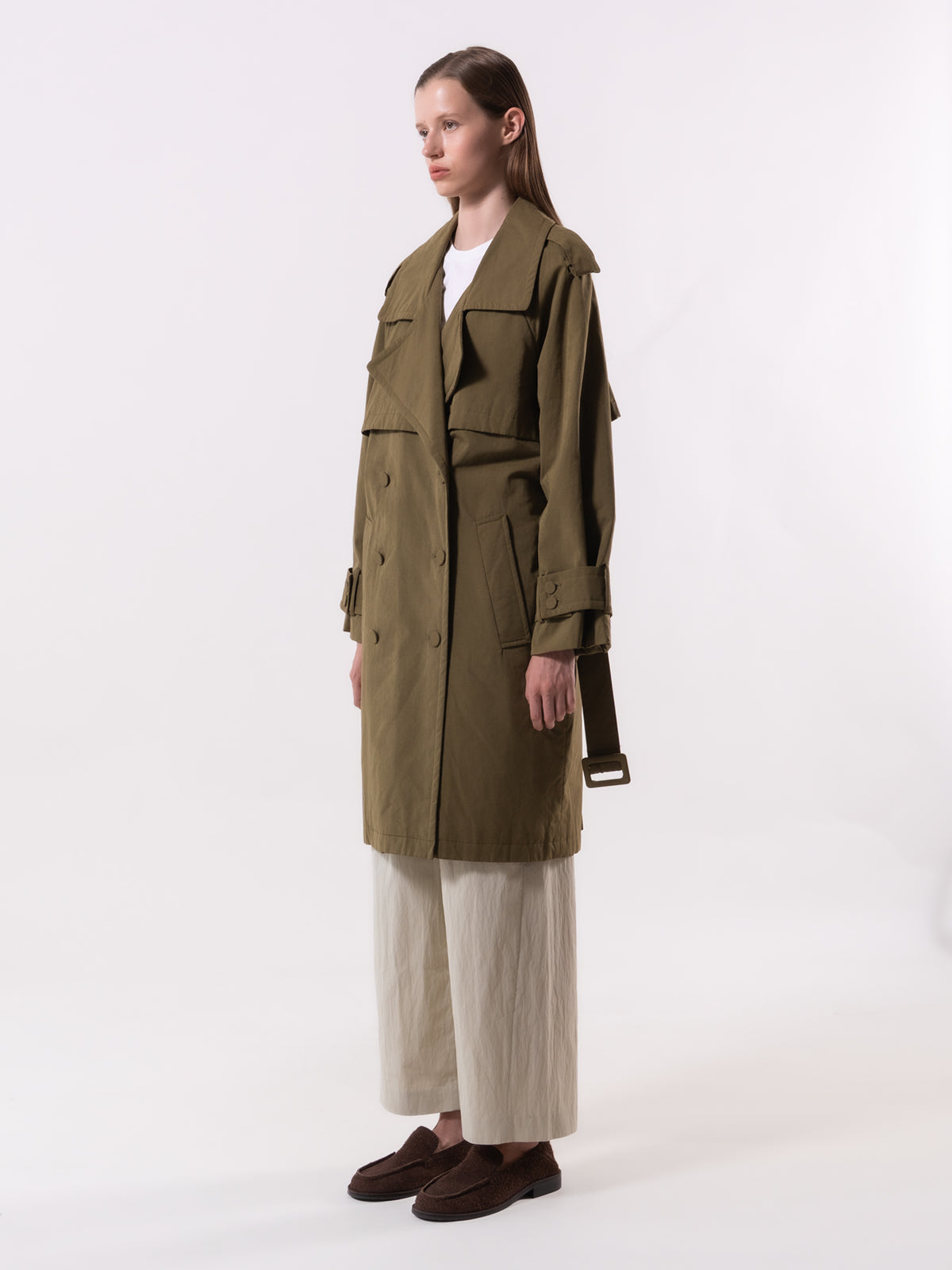 Khaki Padded Trench Coat