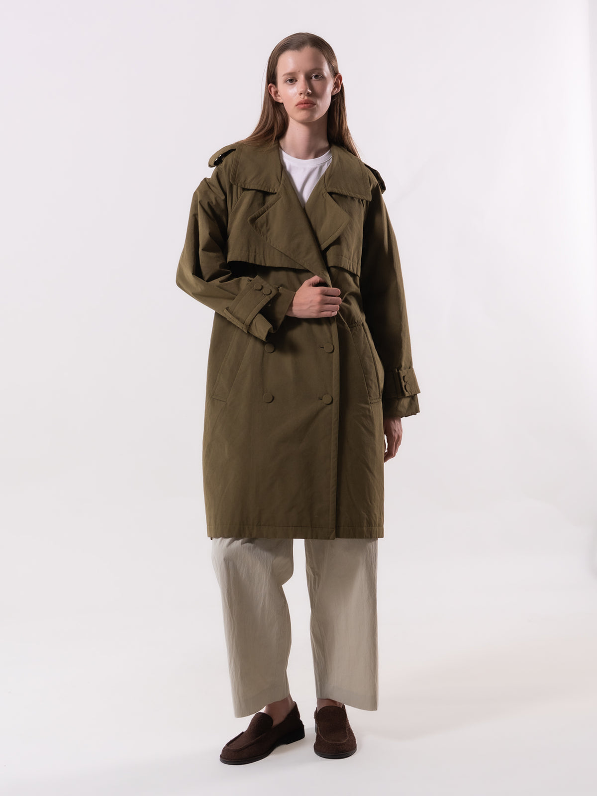 Khaki Padded Trench Coat