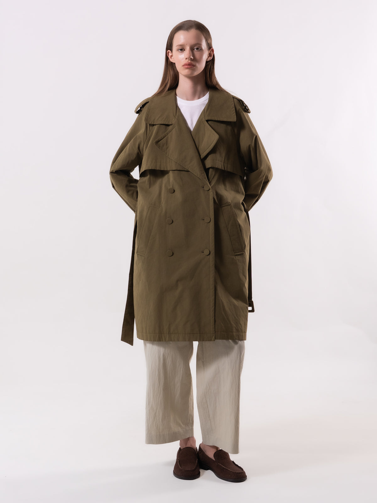 Khaki Padded Trench Coat