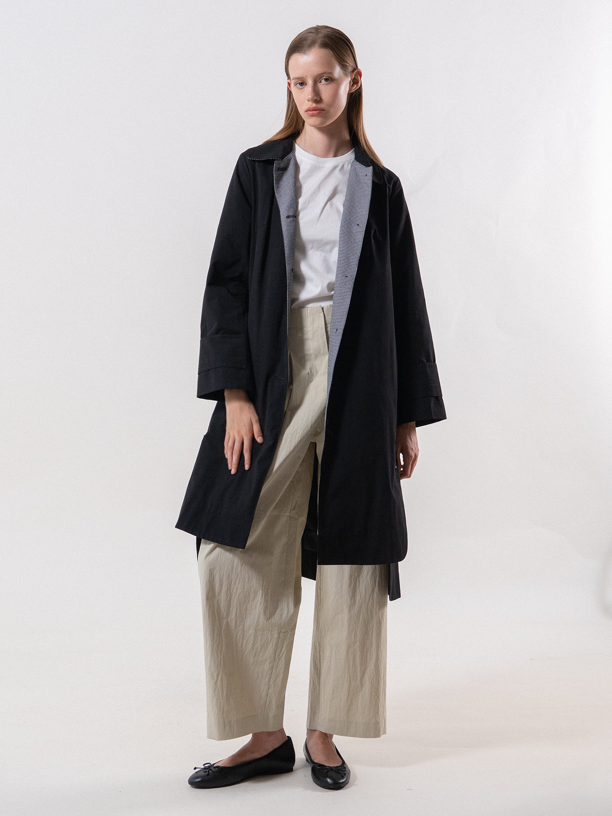 Black Side Button Car Coat