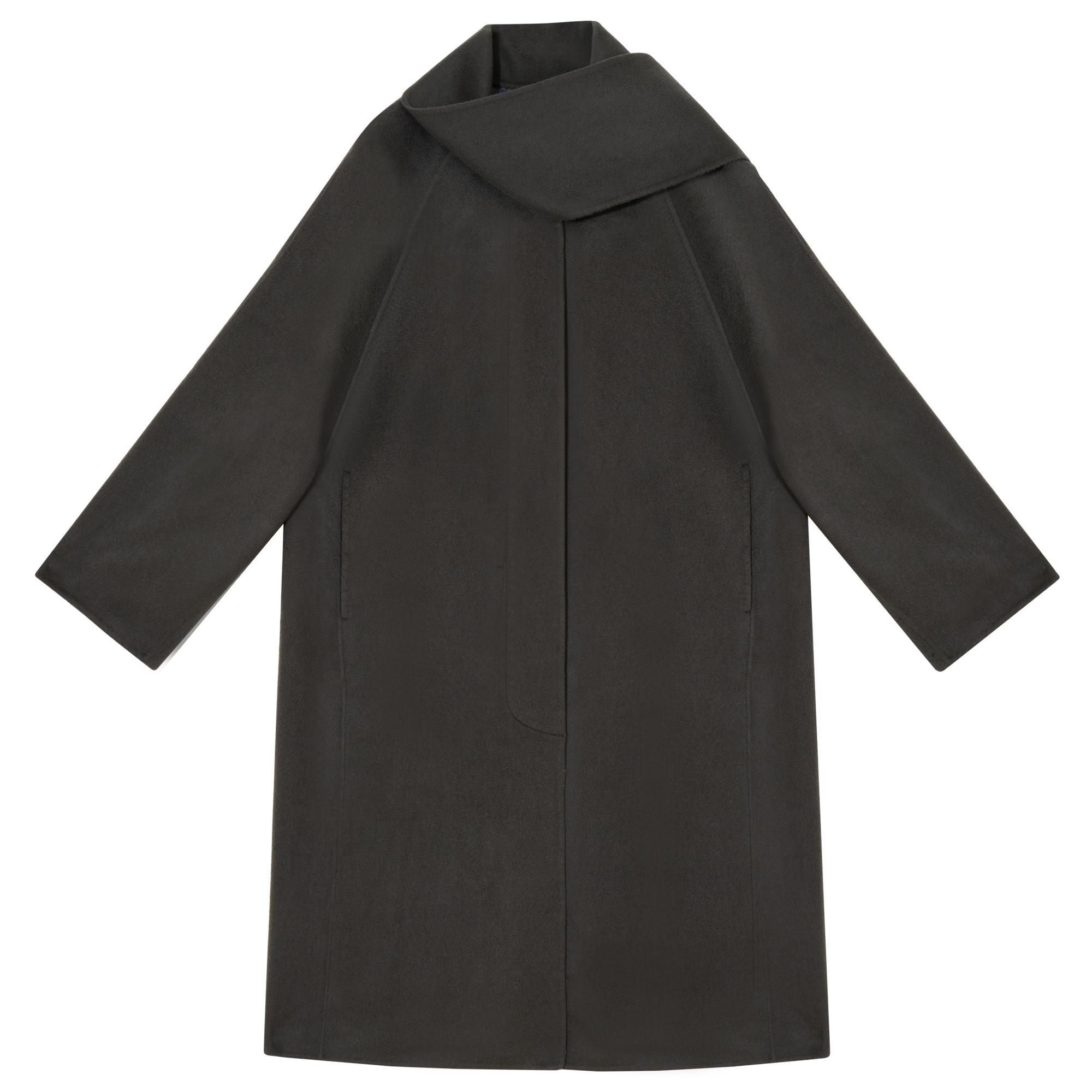 Grey Longline Scarf Detailed Coat