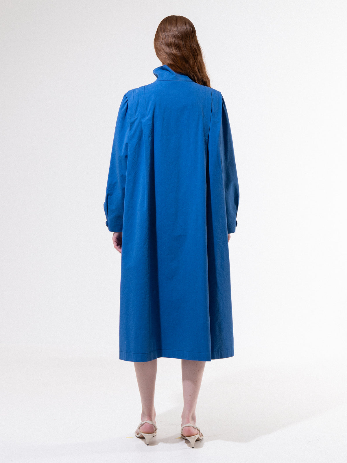 Blue Pleated Shoulder Coat