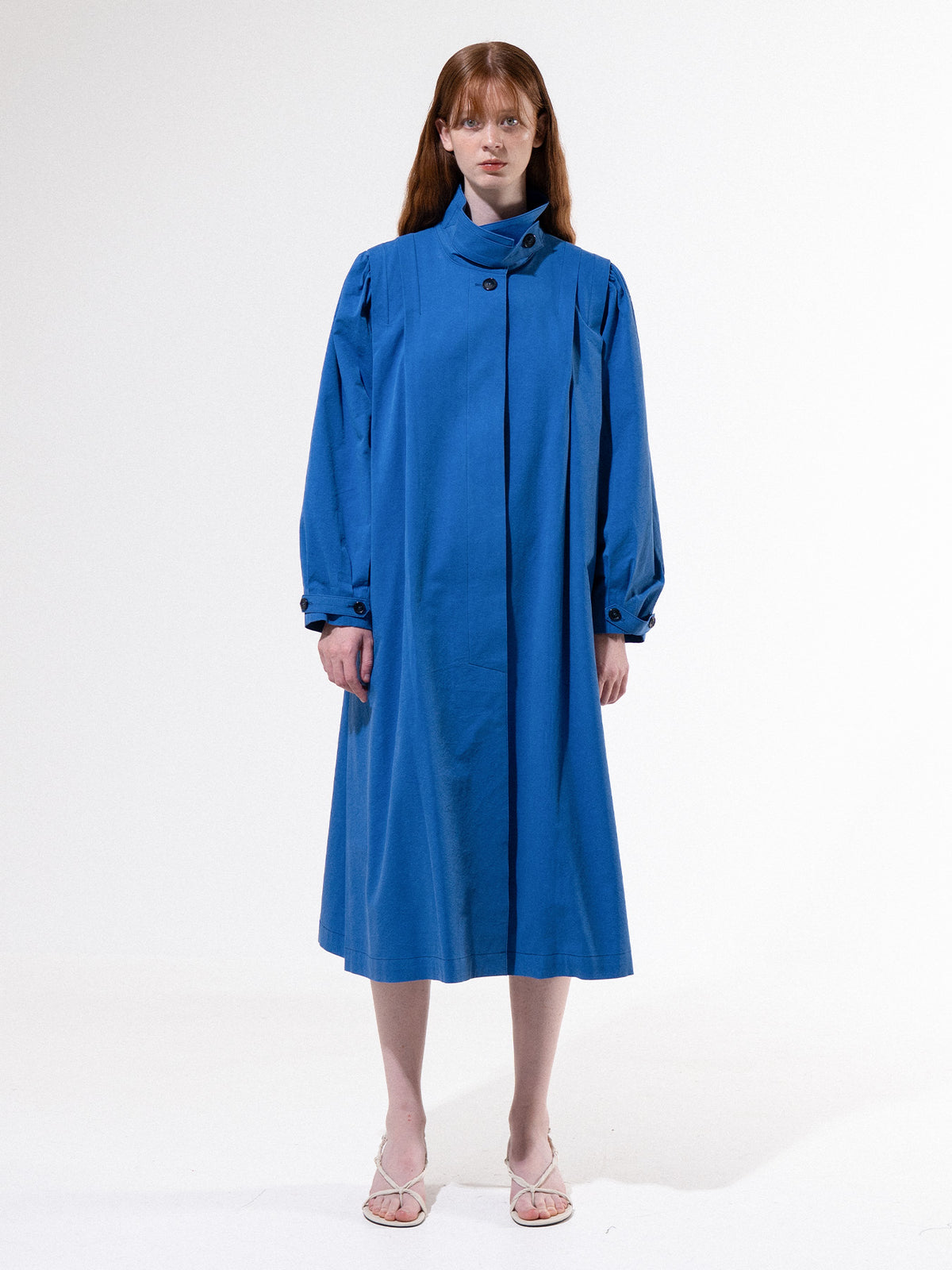 Blue Pleated Shoulder Coat