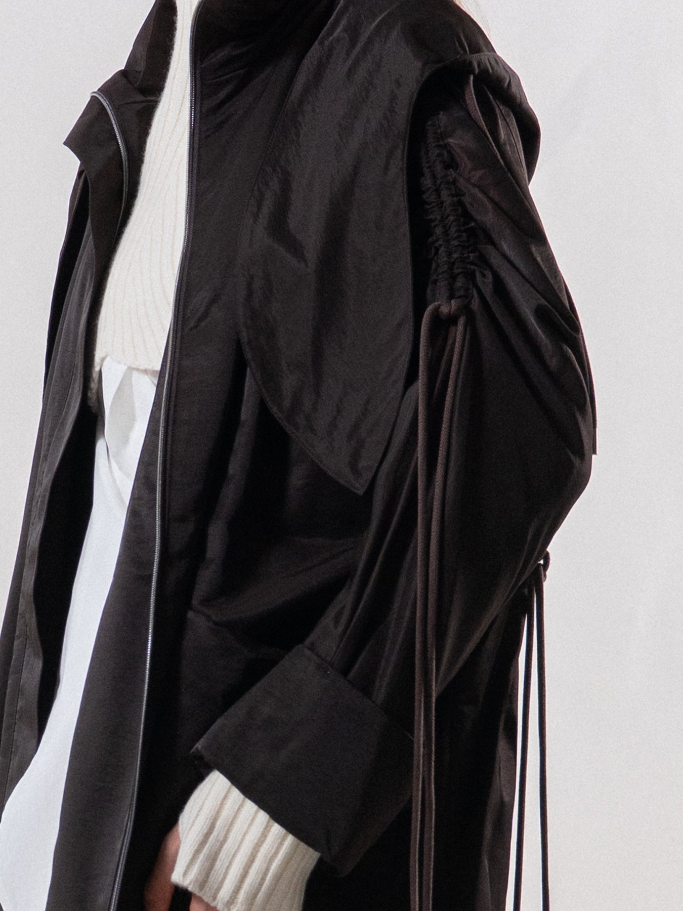 Brown Drawstring Flow Coat