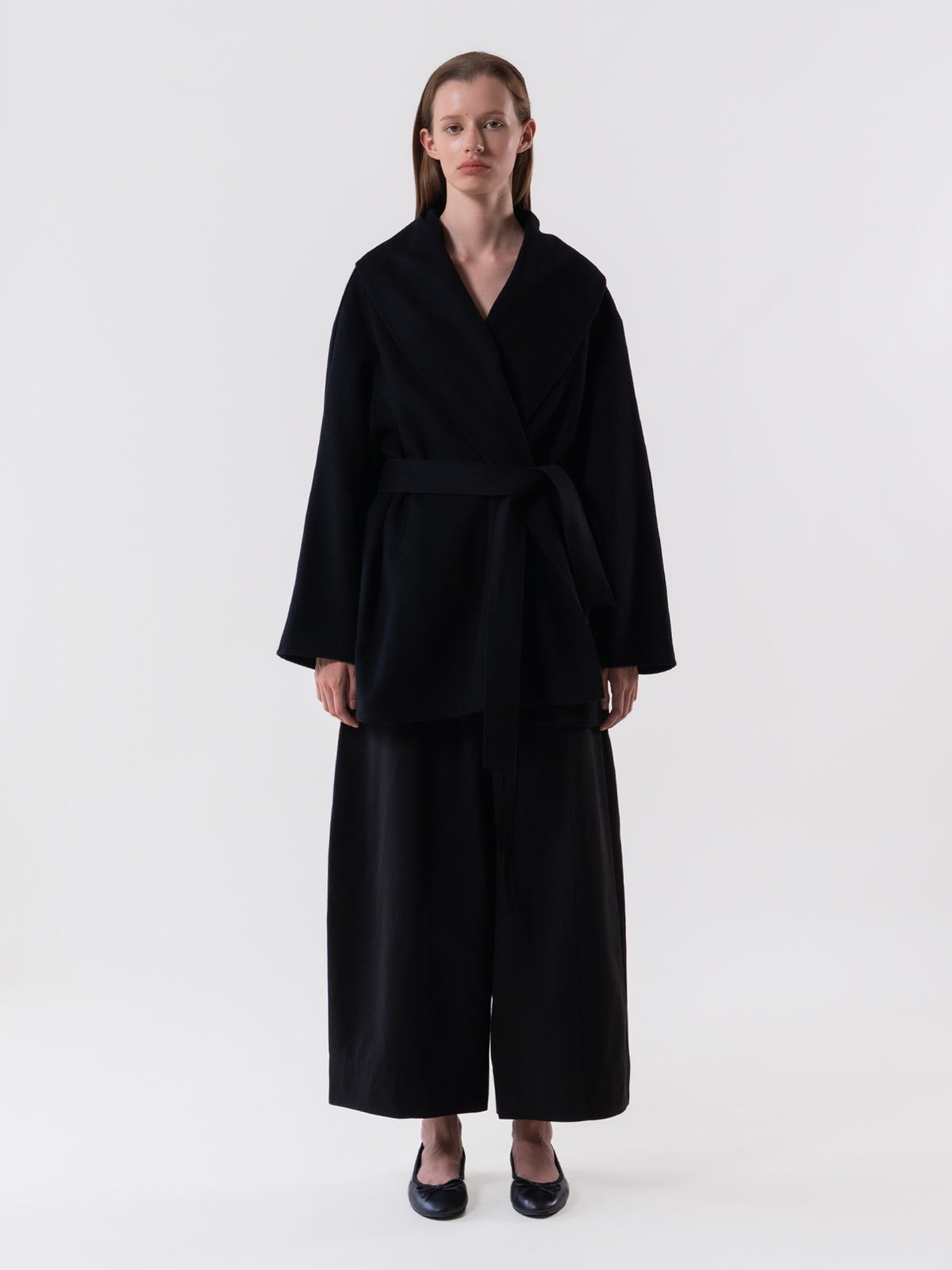 Black Shawl Collar Handmade Coat