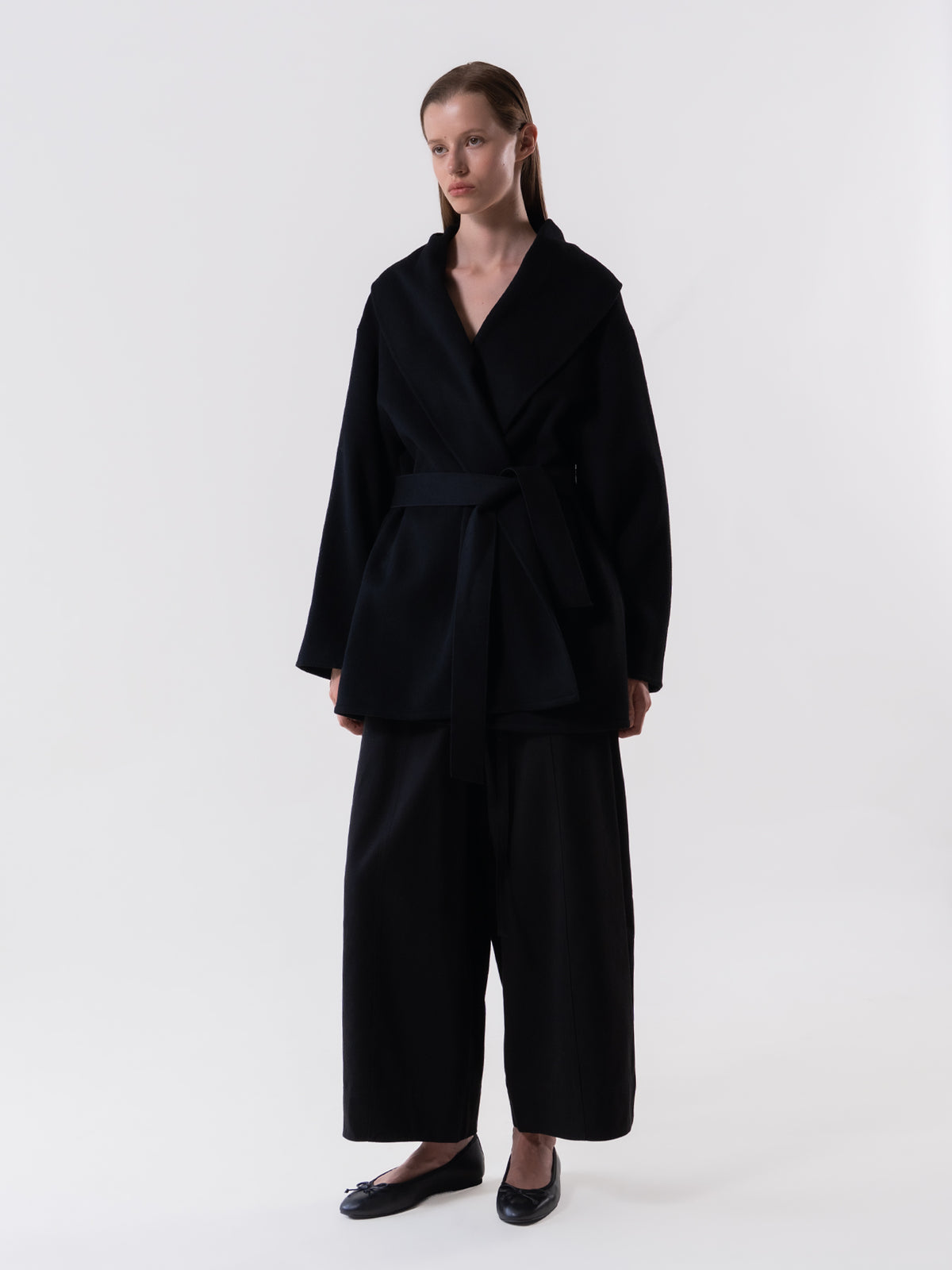 Black Shawl Collar Handmade Coat