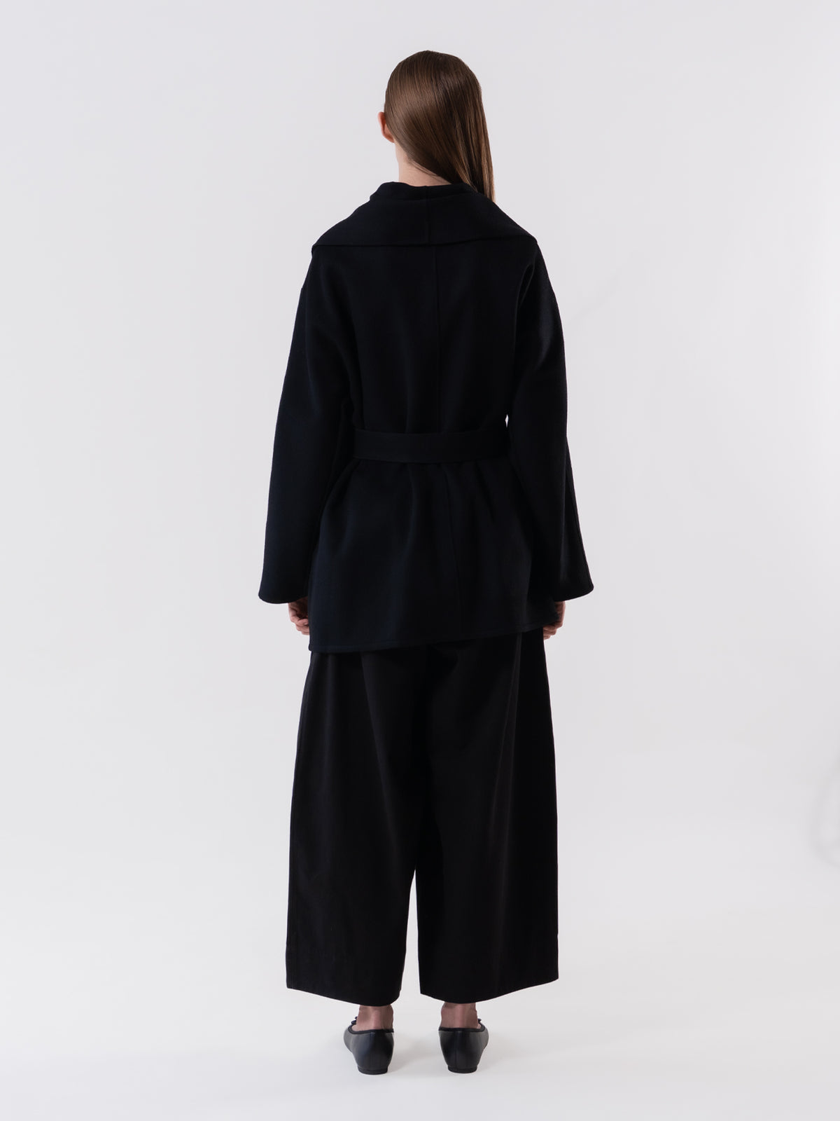Black Shawl Collar Handmade Coat