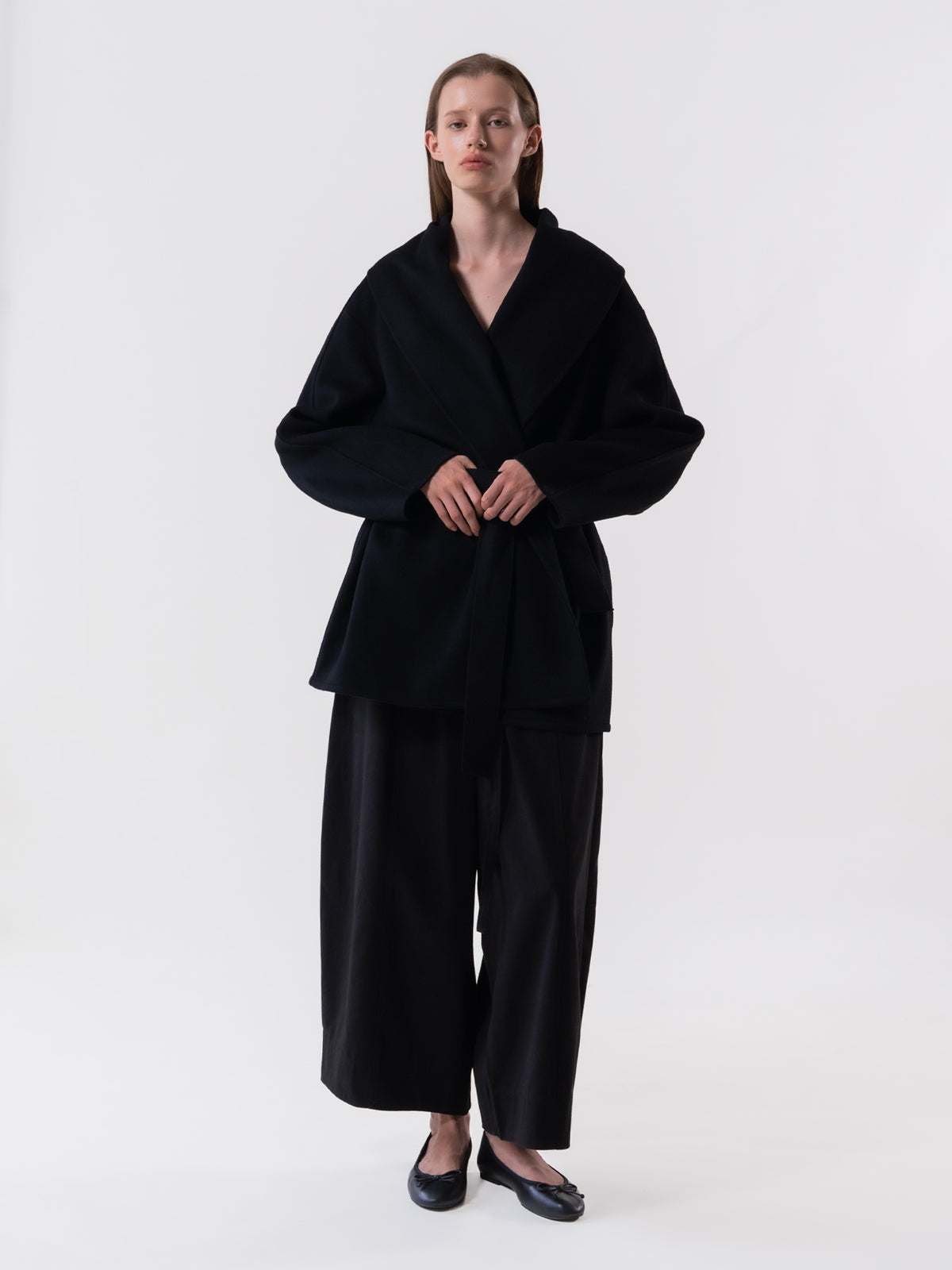 Black Shawl Collar Handmade Coat