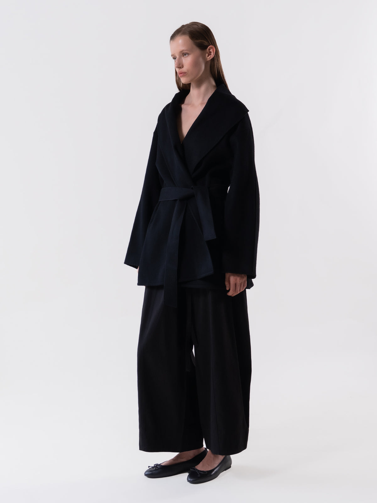 Black Shawl Collar Handmade Coat